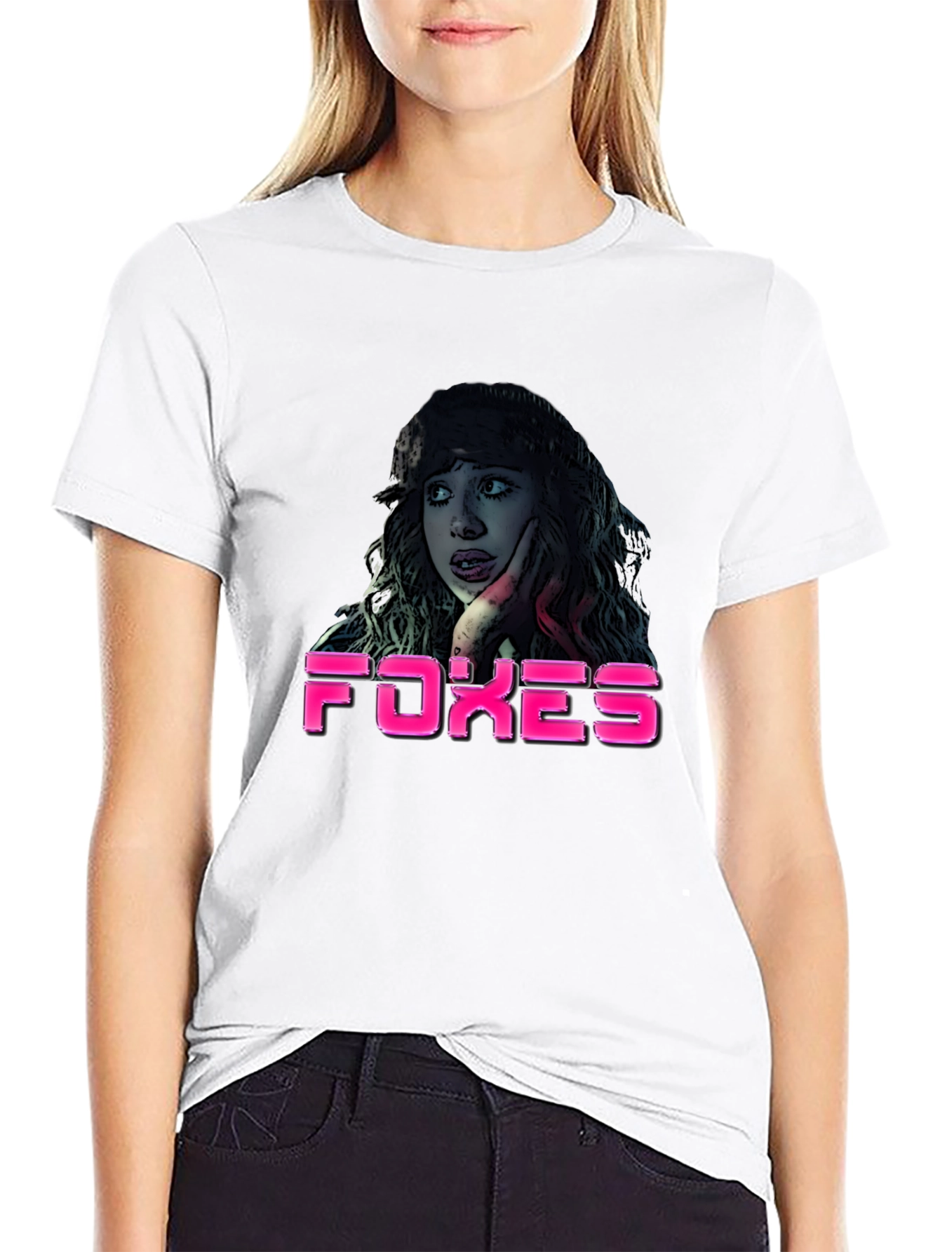 Black Foxes Graphic T-Shirt - Crew Neck, Short Sleeve view 9