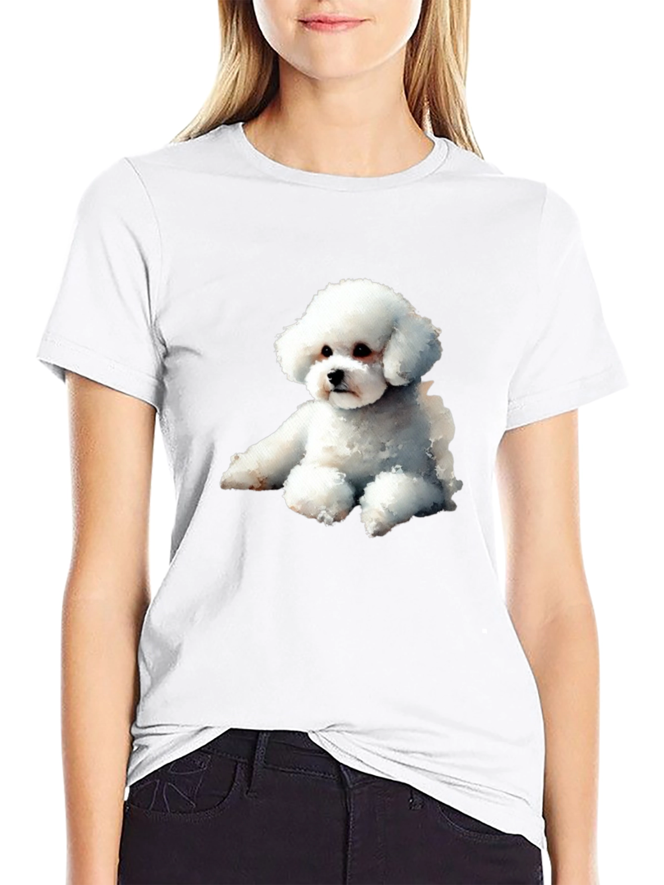 Black Cute Dog Graphic Tee - Black Cotton Blend T-Shirt view 9