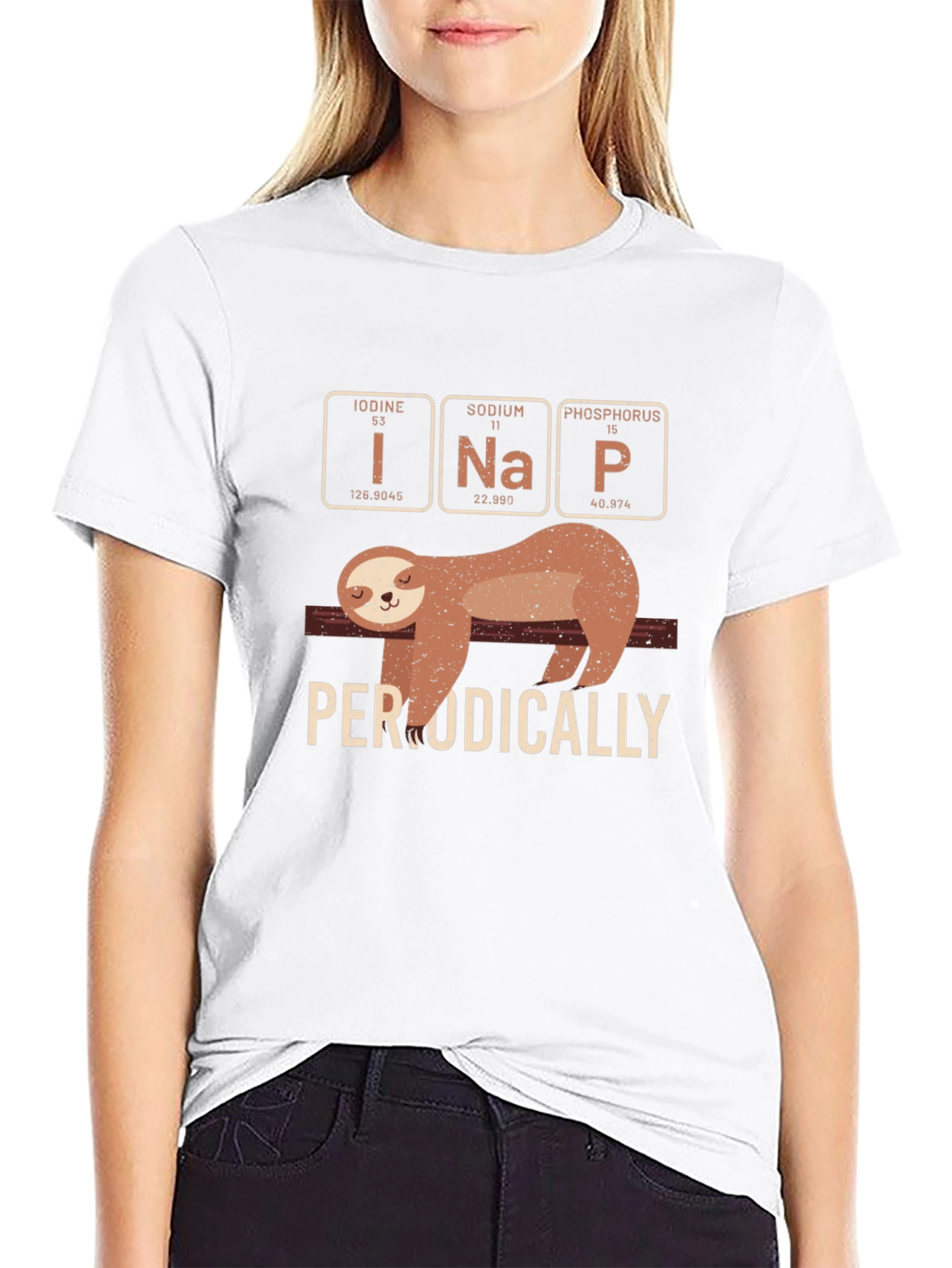 Black Periodically Sloth T-Shirt - Science Pun Tee view 9