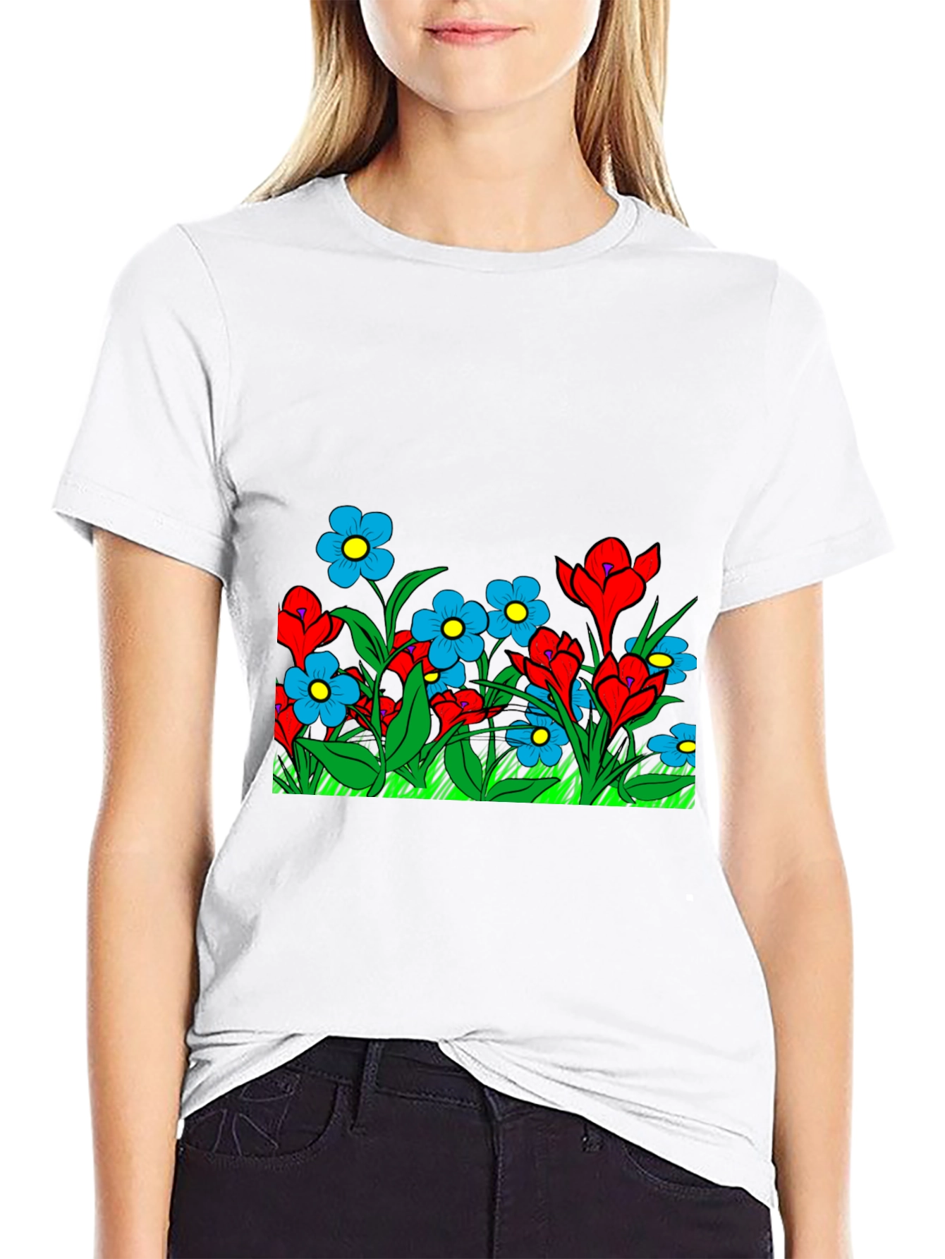 Black Floral Graphic Black T-Shirt view 9