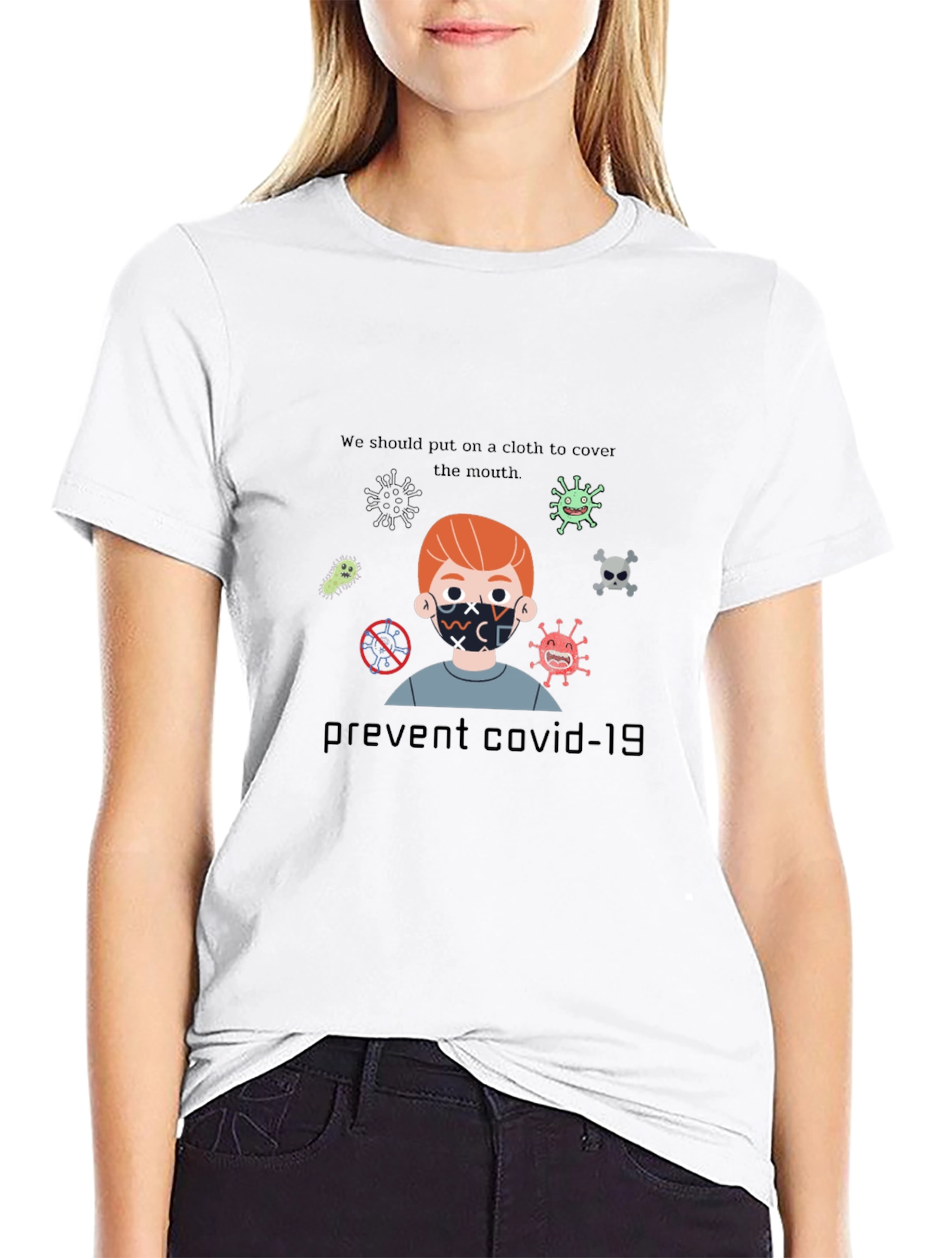 Black Prevent Covid-19 Graphic Tee view 9