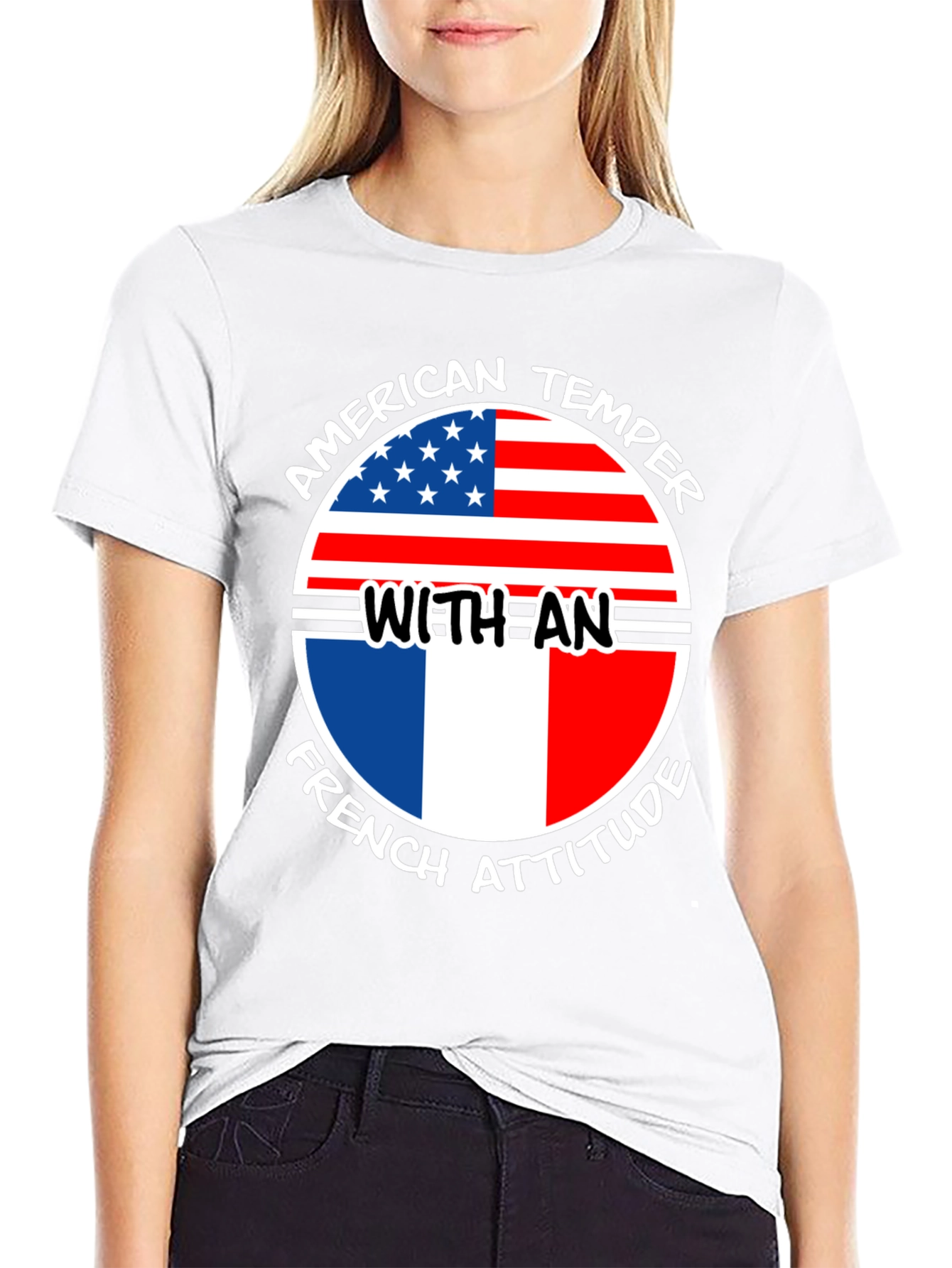 Black American Temper French Attitude T-Shirt view 9