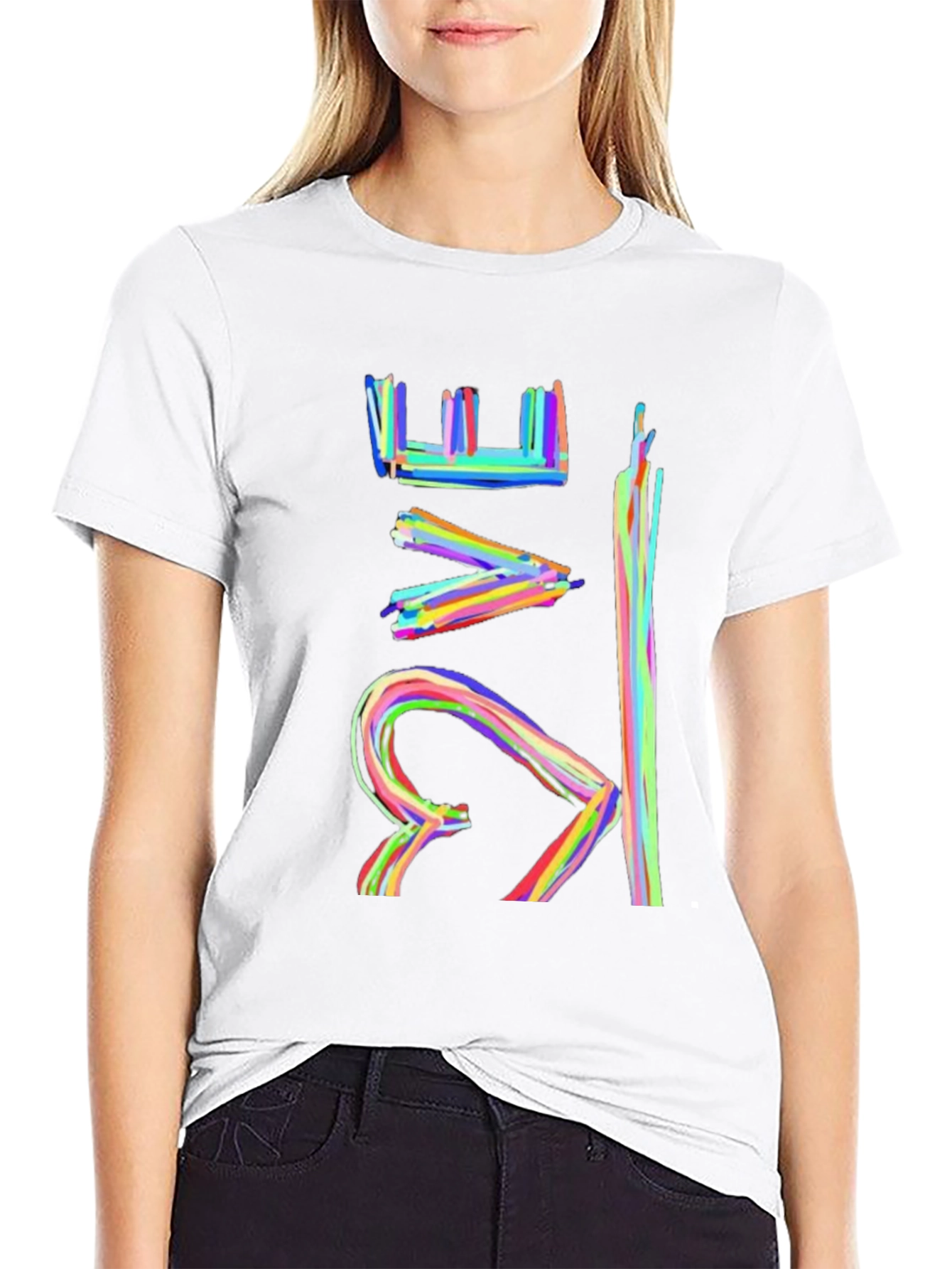 Black Colorful Abstract Design Black T-Shirt view 9