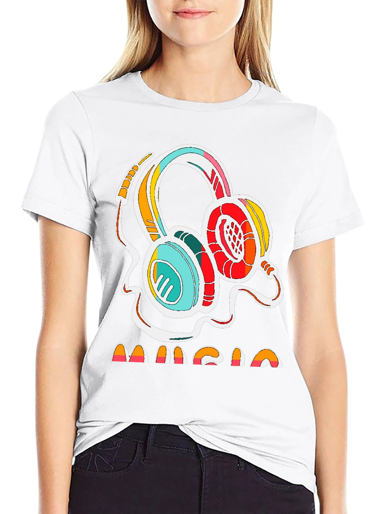 Black Retro Music Headphones Graphic Tee - Stylish Cotton Shirt view 9