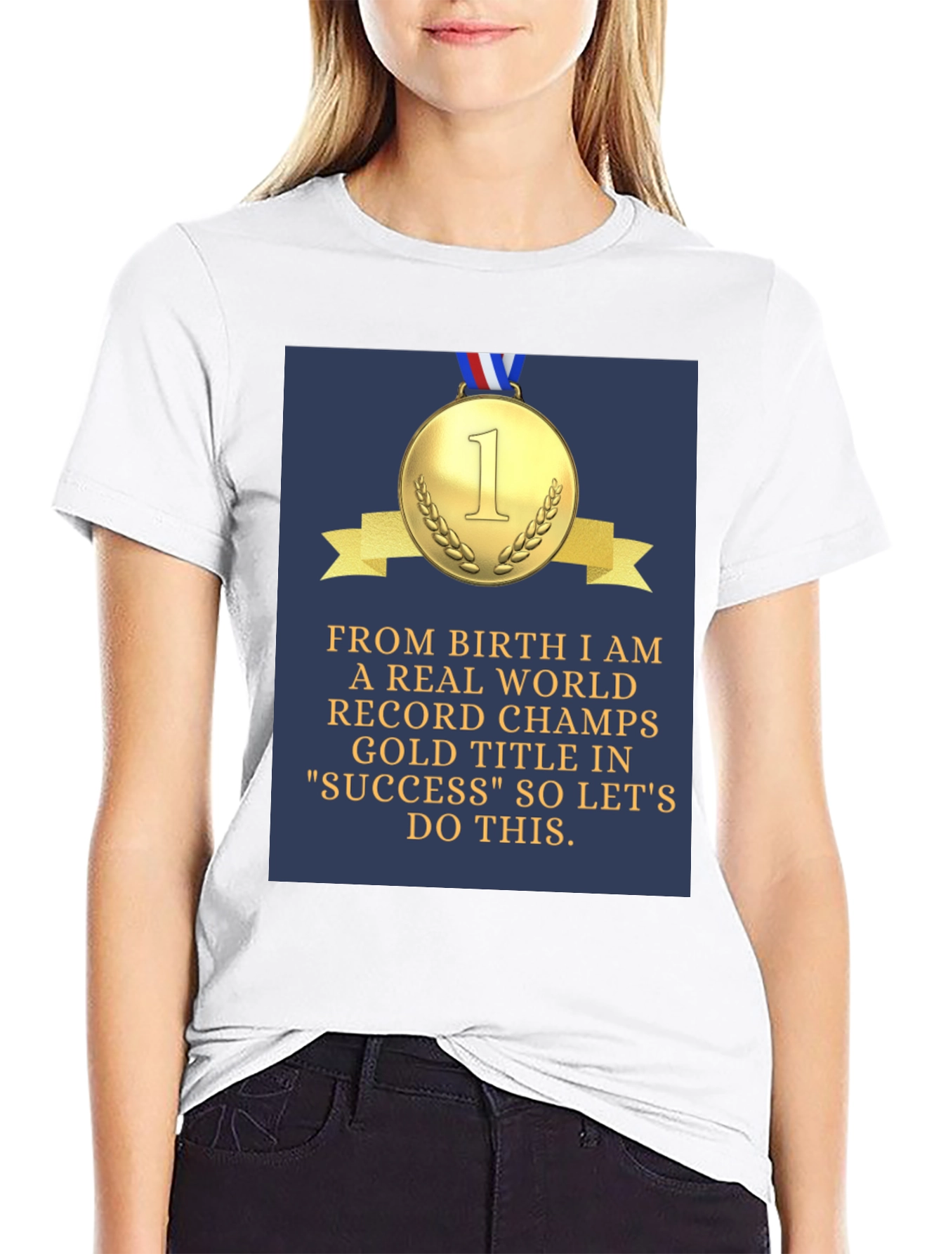 Black Success Champs T-Shirt - Gold Medal Design view 9