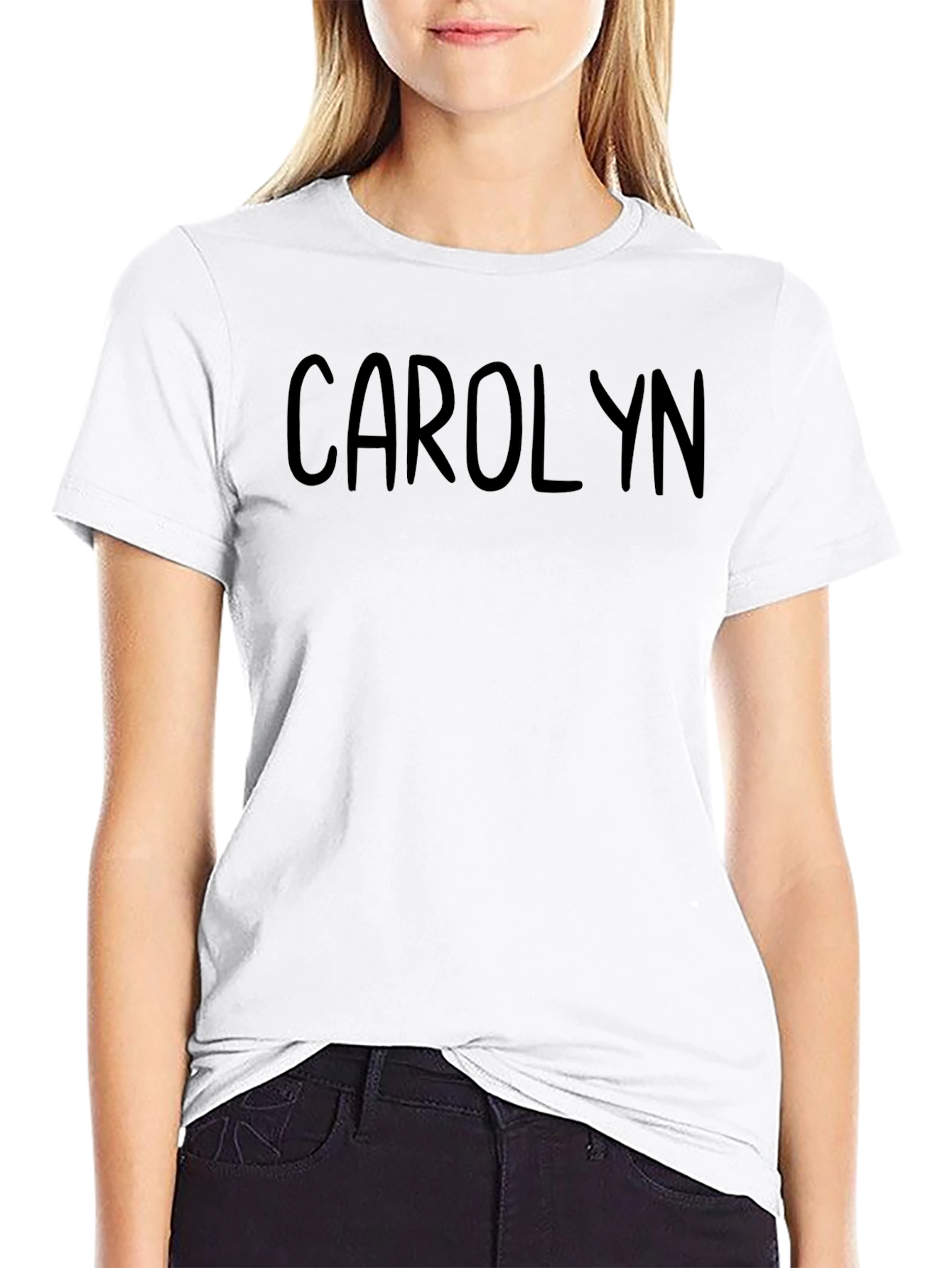 Black Personalized 'Carolyn' Black Cotton Tee view 9