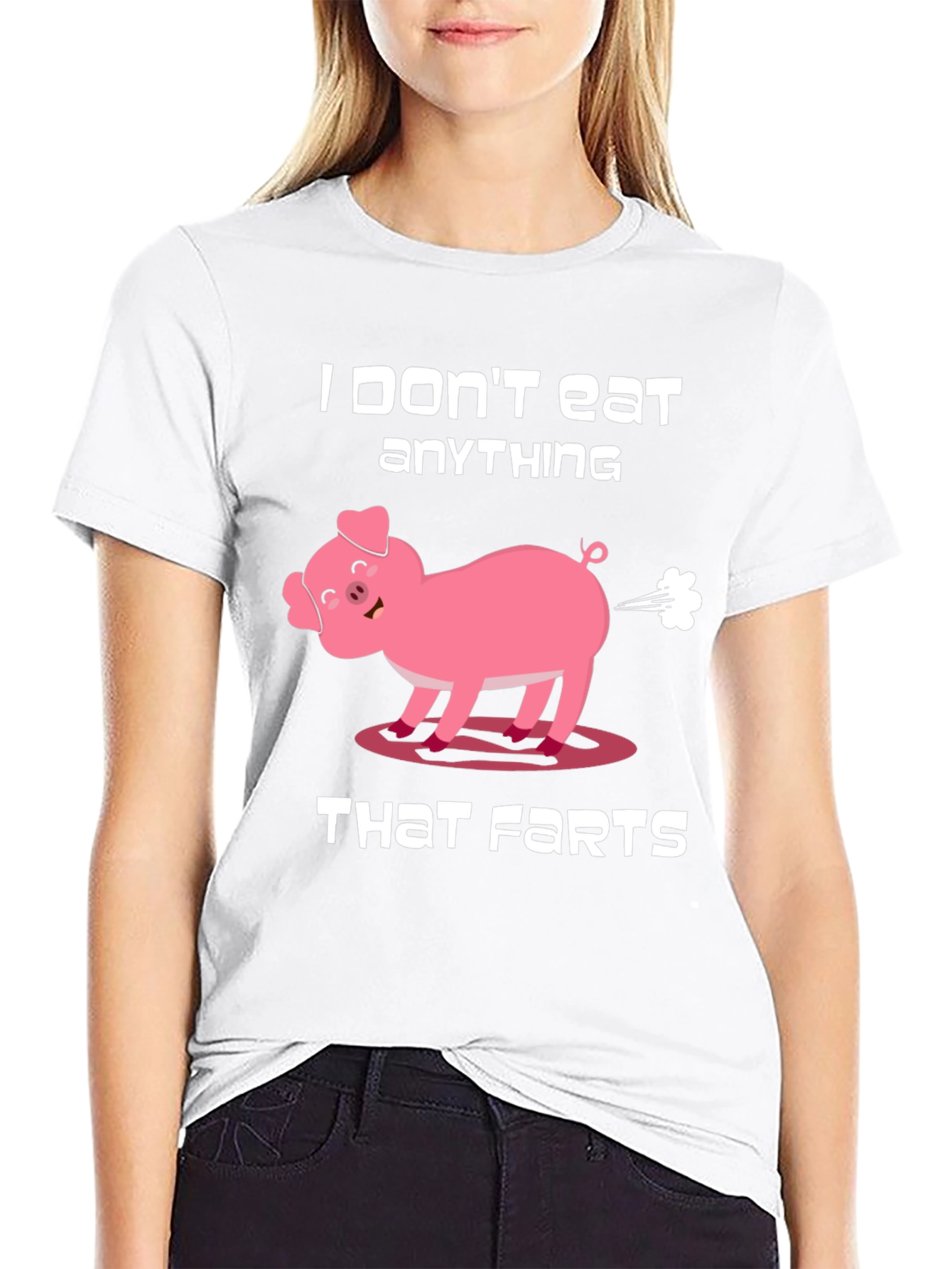 Black Funny Vegan Graphic Tee - I Don't Eat Anything That Farts T-Shirt view 9