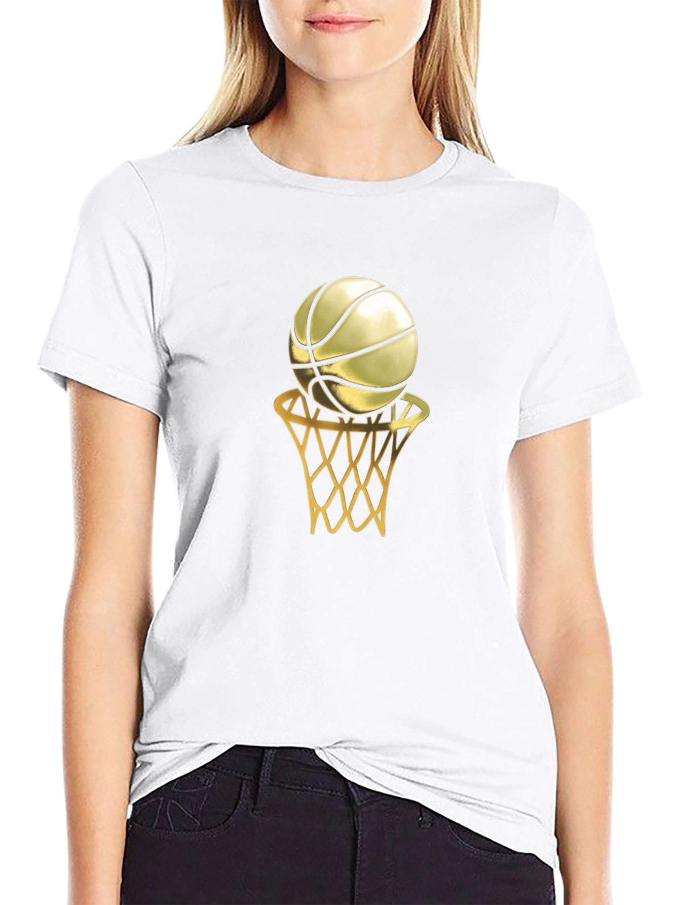 Black Golden Basketball Graphic Tee view 9