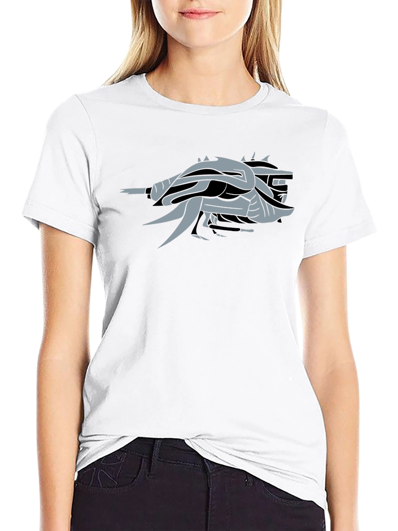 Black Abstract Dragon Black T-Shirt view 9