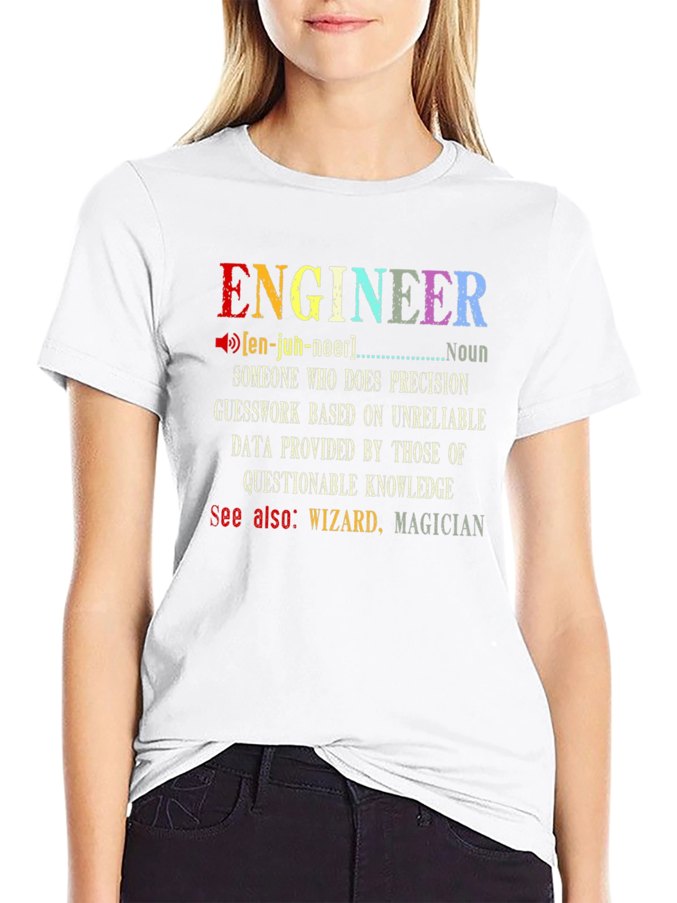 Black Engineer Definition Graphic T-Shirt view 9