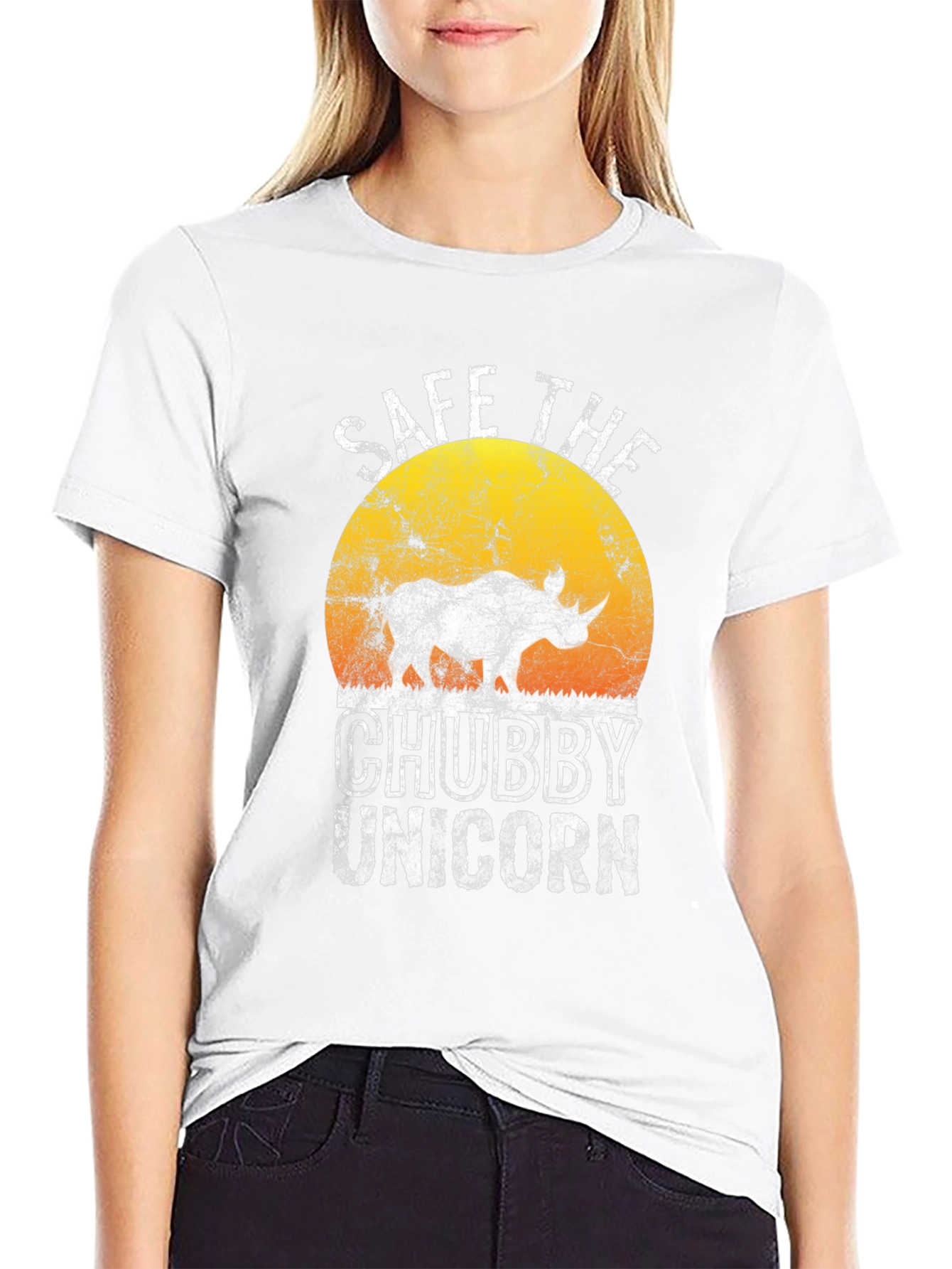 Black Save The Chubby Unicorn T-Shirt - Black Cotton Tee view 9