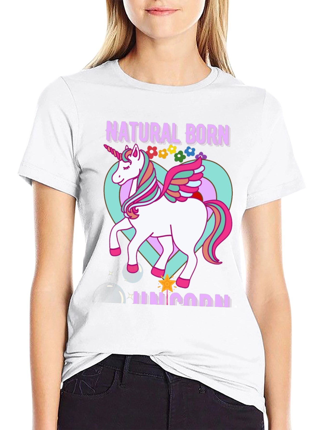 Black Natural Born Unicorn T-Shirt view 9
