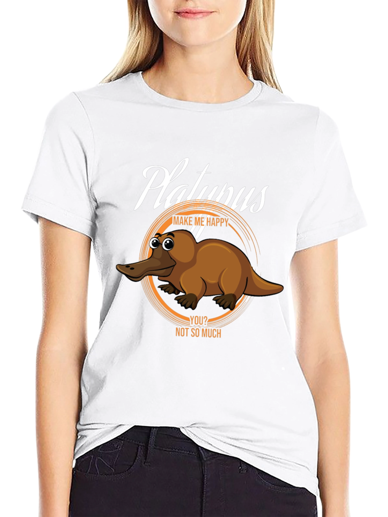 Black Funny Platypus Graphic T-Shirt view 9