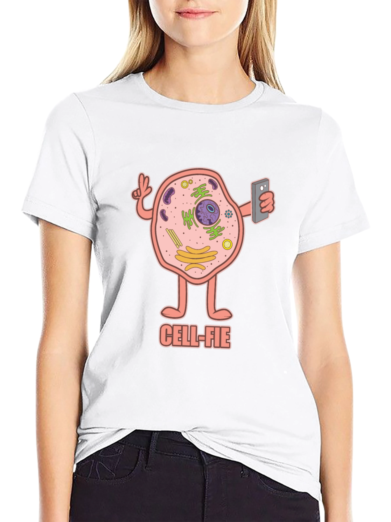 Black Cell-fie T-Shirt: Science Humor Tee view 9