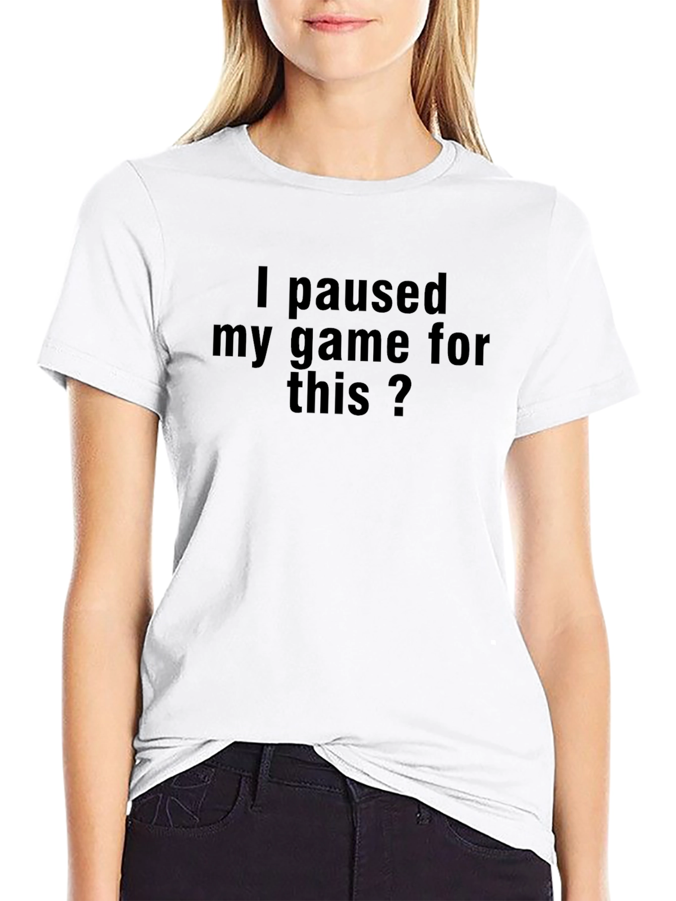 Black Gamer's T-Shirt: I Paused My Game For This? Black Cotton Tee view 9