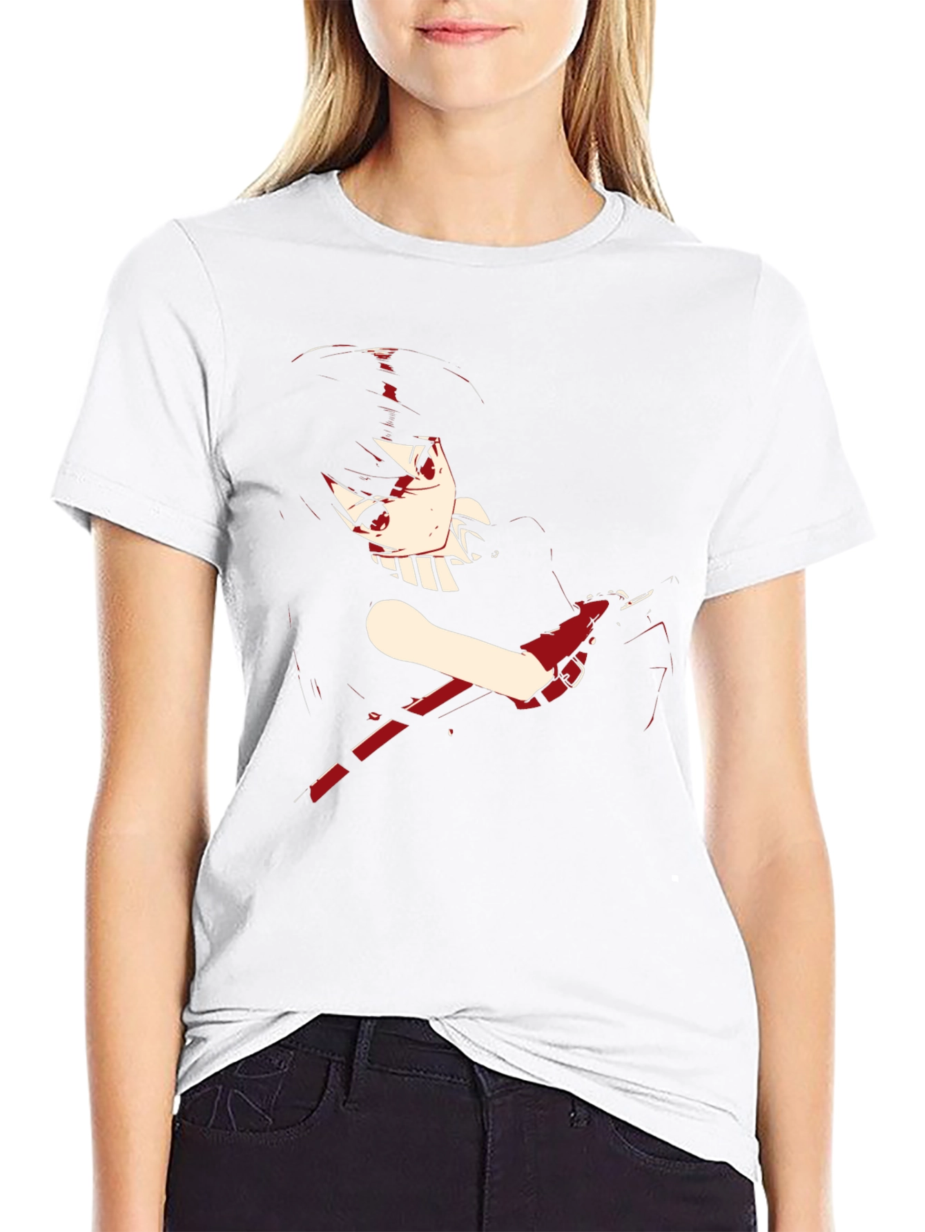 Black Anime Girl Graphic Black T-Shirt view 9