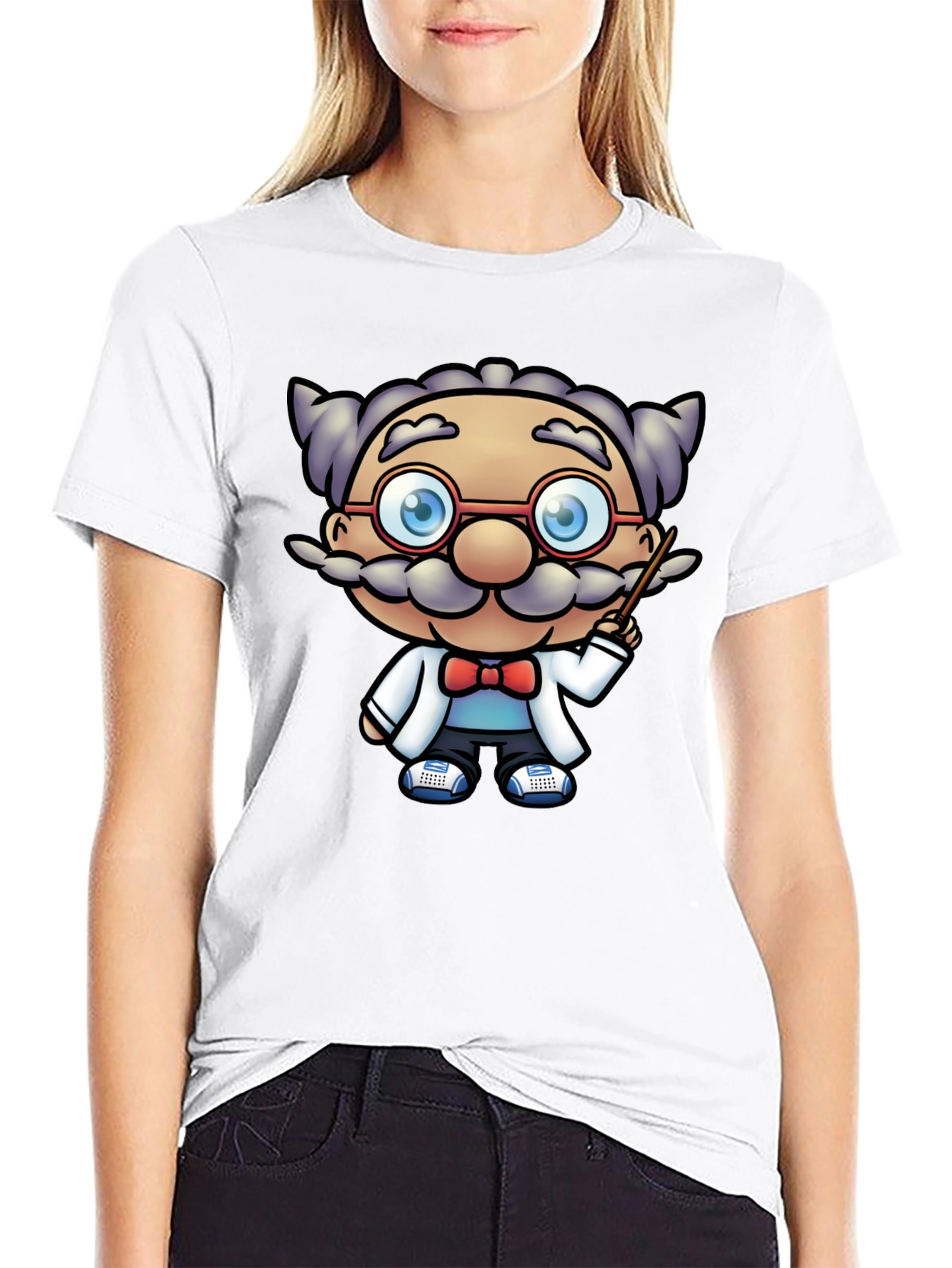 Black Scientist Cartoon Graphic Tee - Black T-Shirt view 9