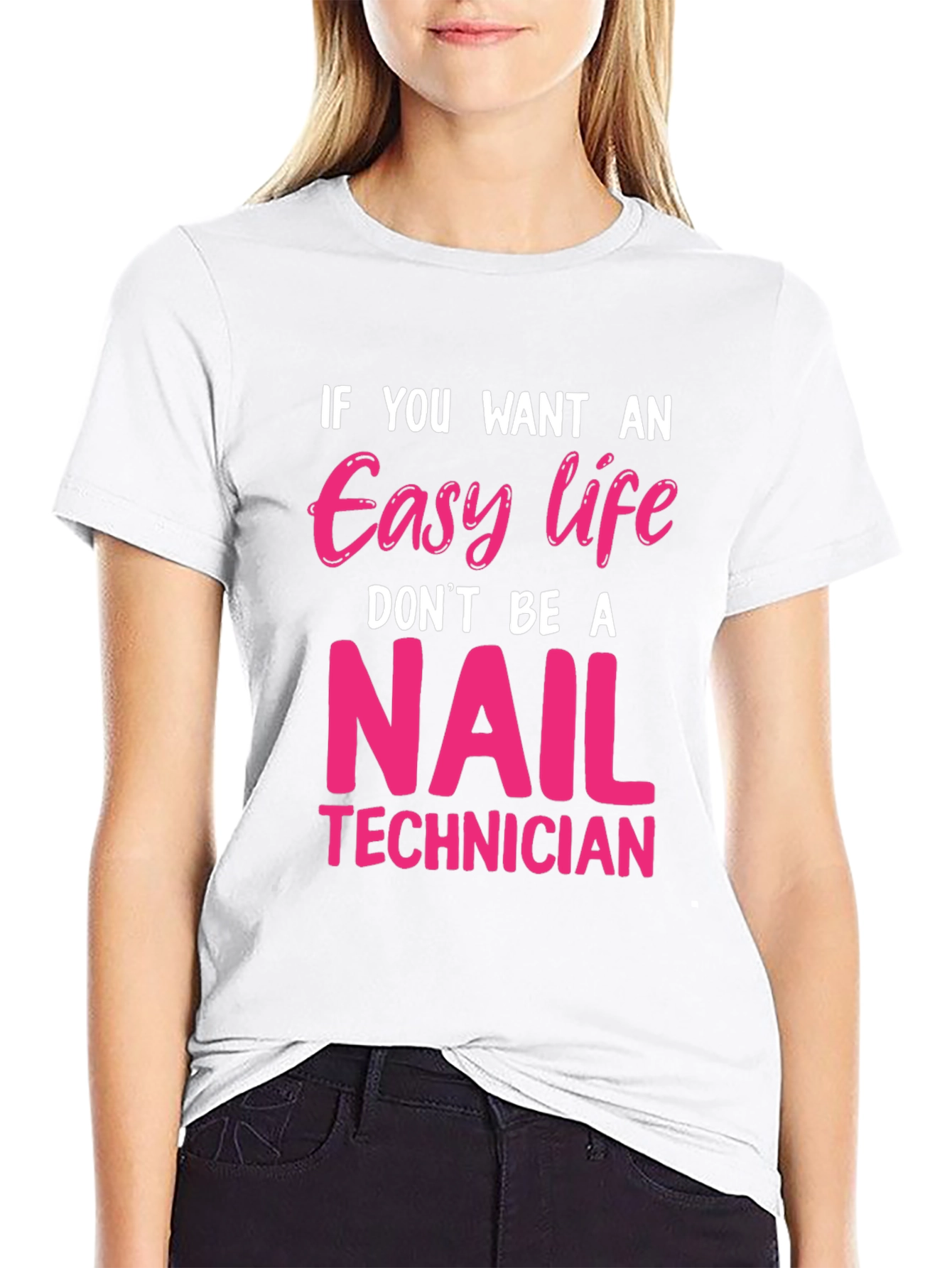 Black Easy Life Nail Technician T-Shirt Funny Job Tee view 9