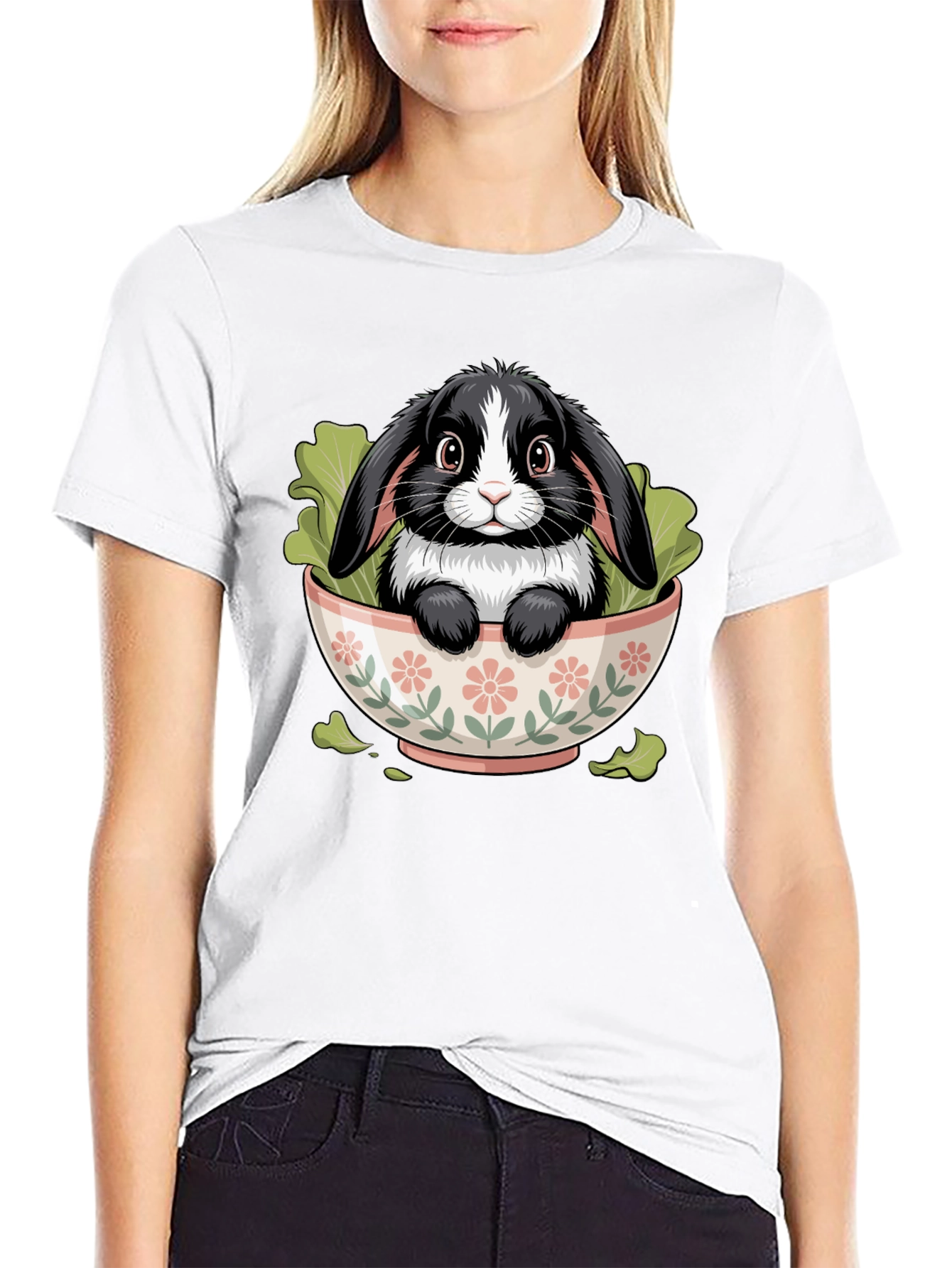 Black Bunny in Bowl Graphic Tee view 9