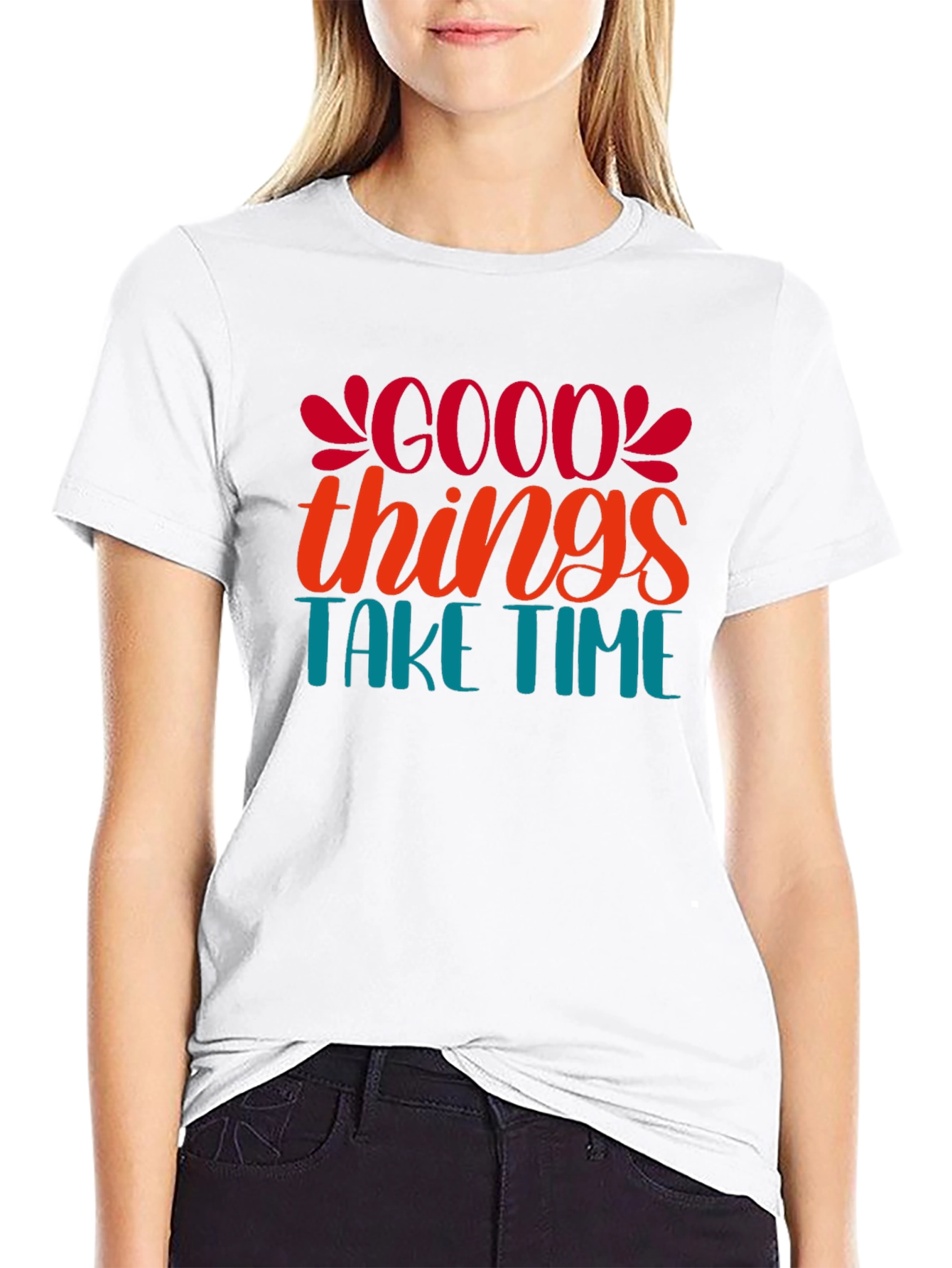 Black Good Things Take Time Black Graphic Tee view 9