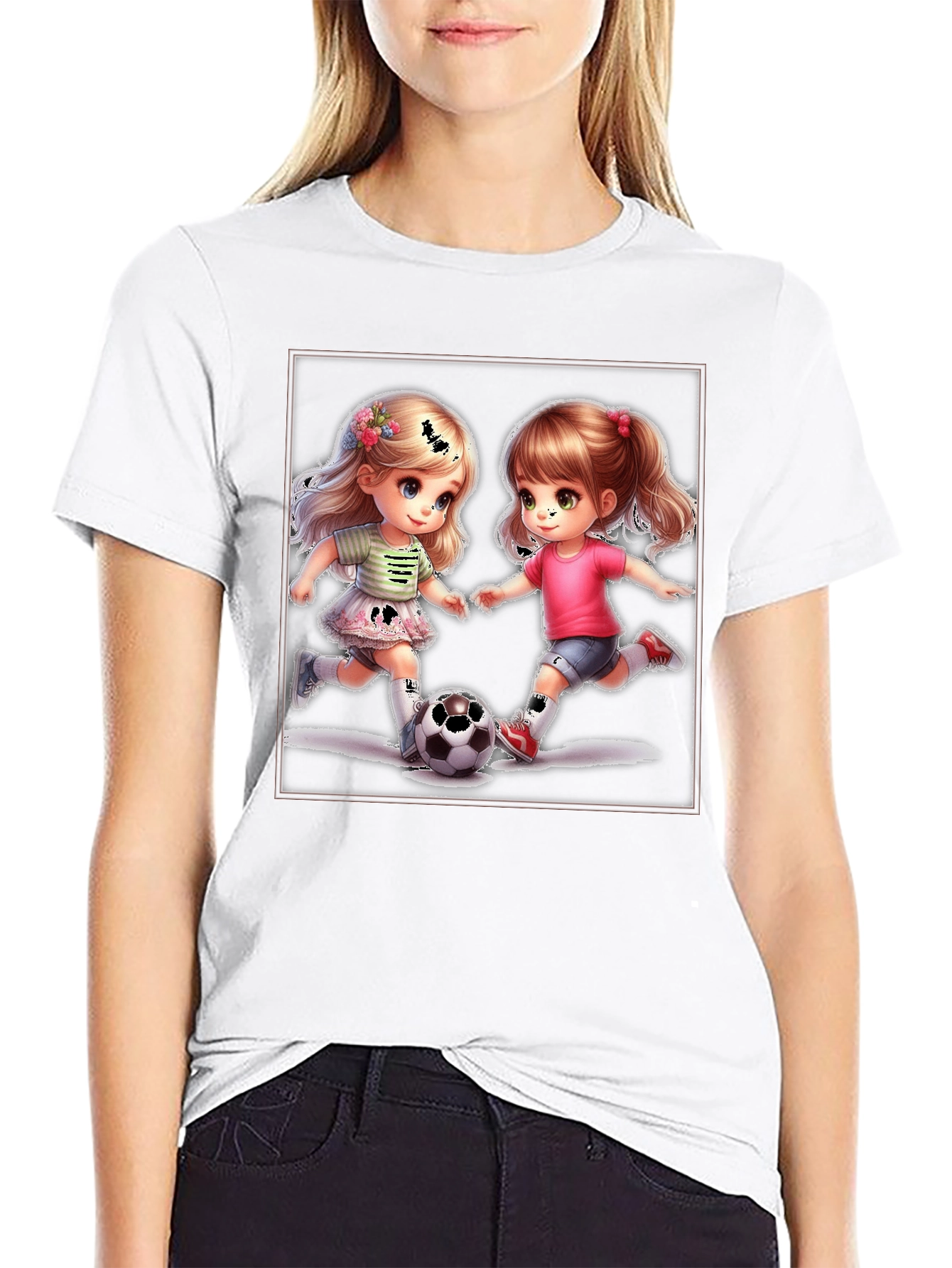 Black Soccer Girls Graphic T-Shirt view 9