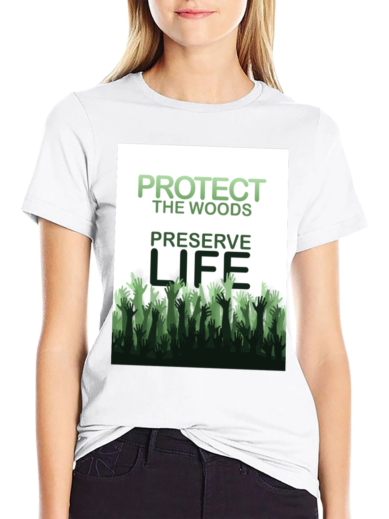 Black Protect the Woods, Preserve Life Graphic Tee view 9