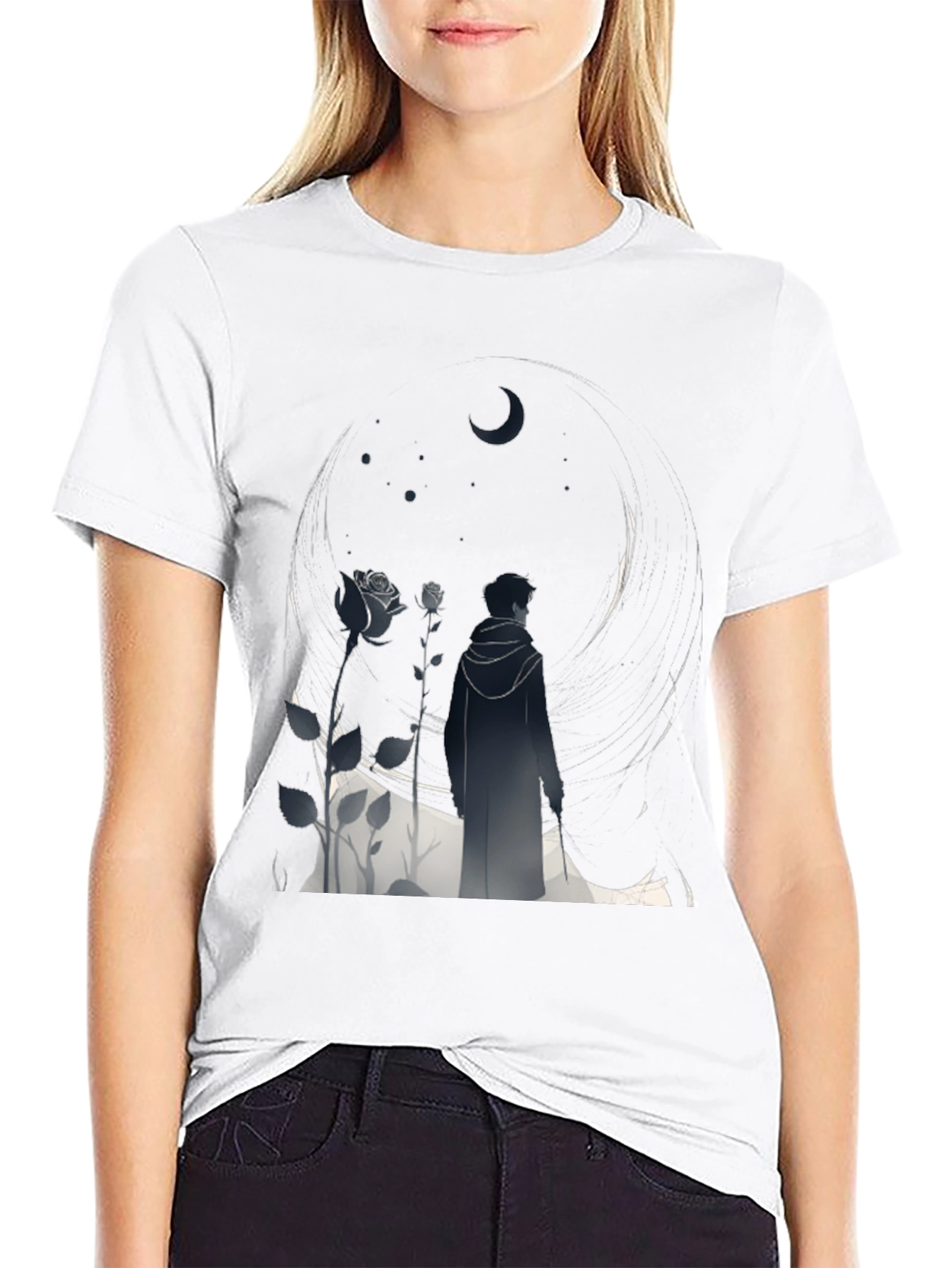 Black Midnight Bloom Graphic Tee view 9