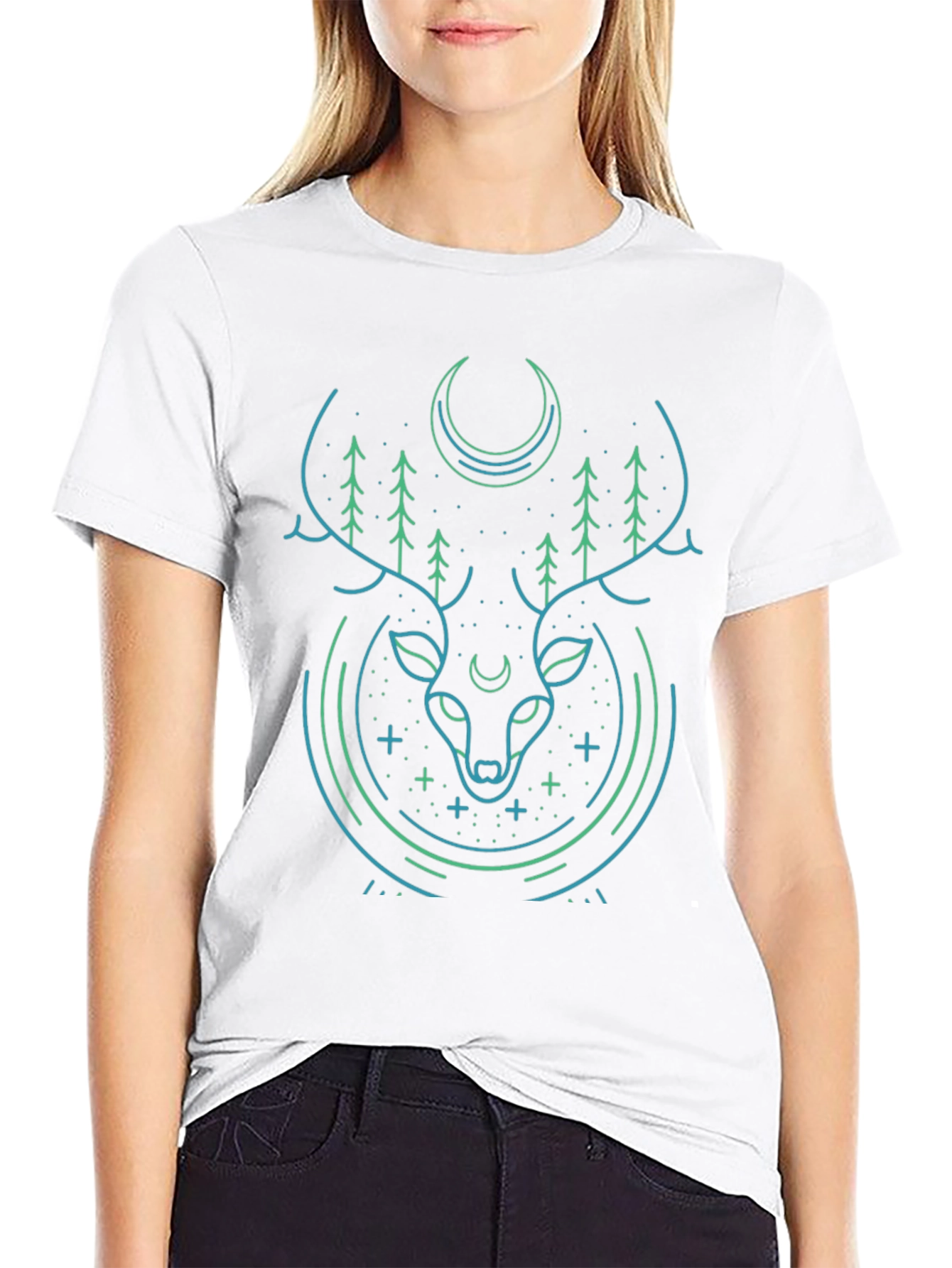 Mystic Deer Graphic Tee - Modern Black T-Shirt - 9