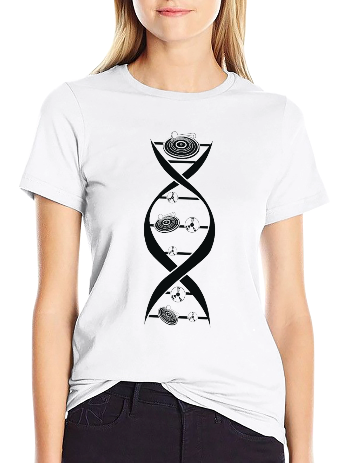 Black DJ DNA Black Graphic Tee - Music Lover T-Shirt view 9