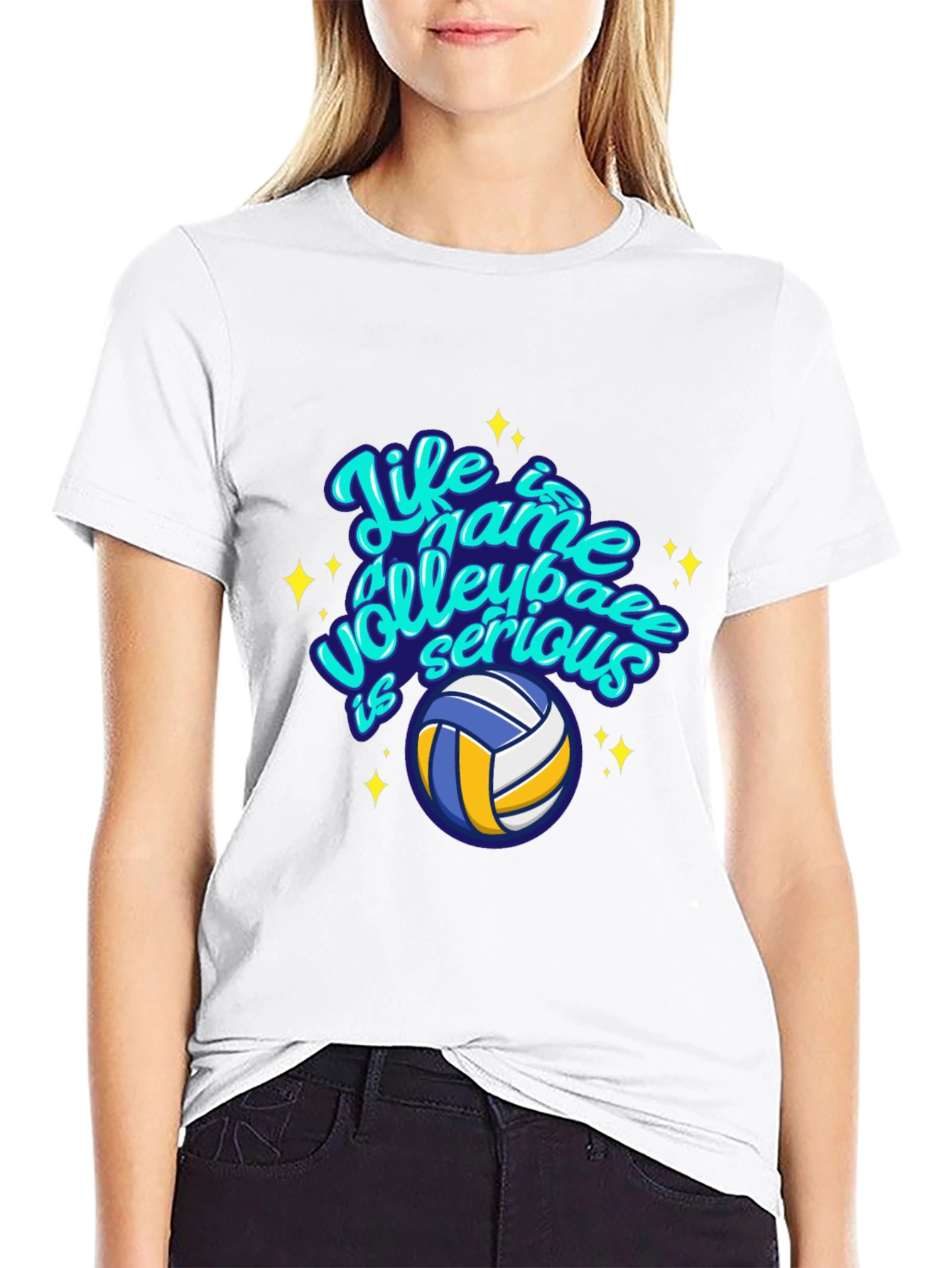Black Volleyball Life Game Graphic Tee - Casual Comfort view 9