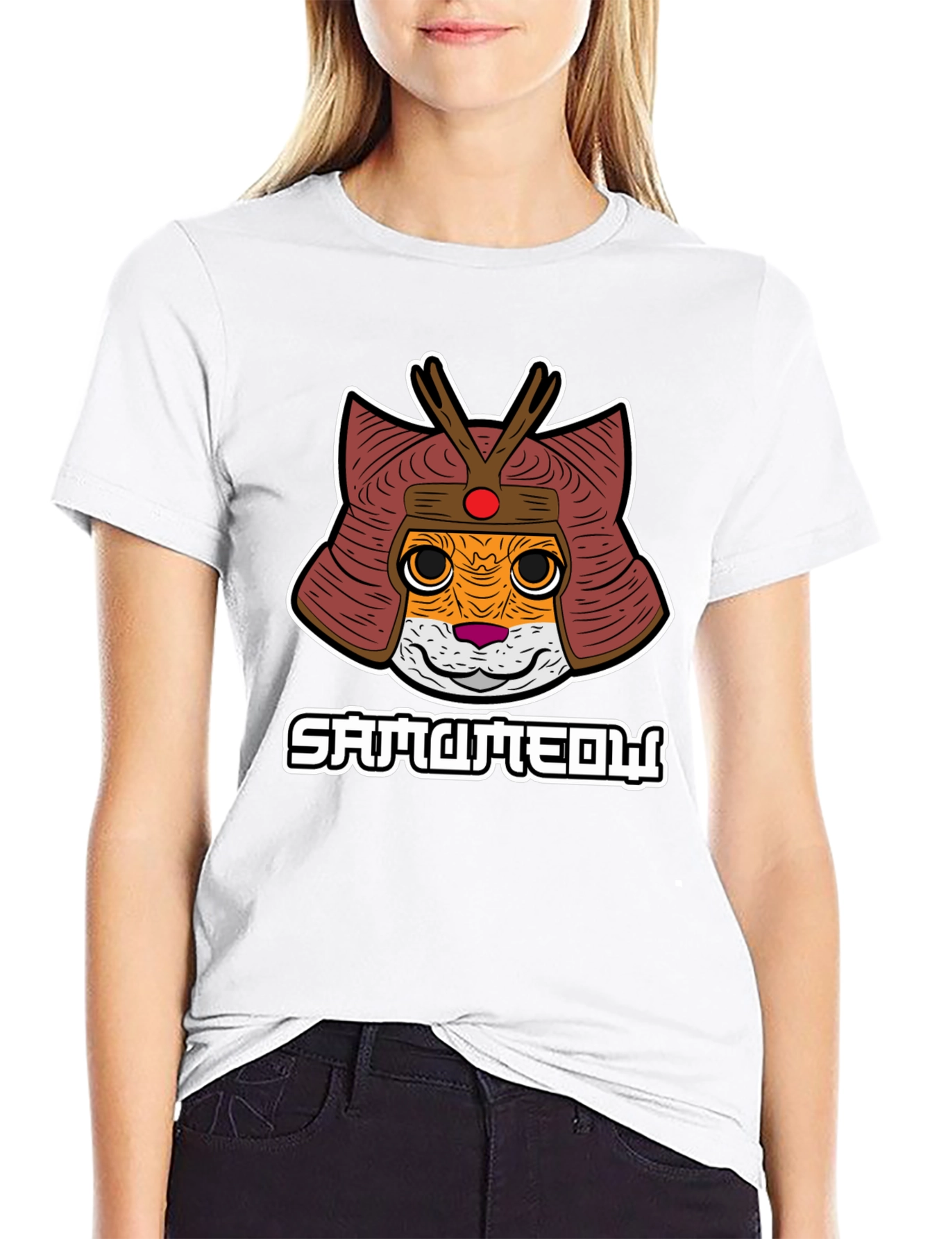 Black Samurameow T-Shirt: Cat Samurai view 9