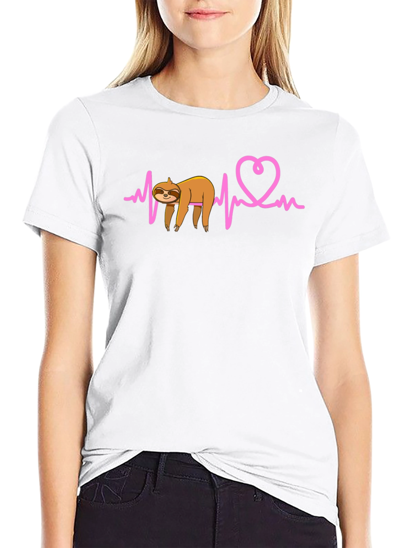 Black Sloth Heartbeat T-Shirt - Cute & Unique Design! view 9