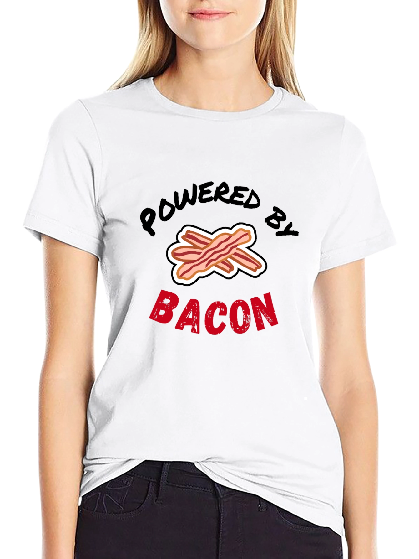 Black Powered by Bacon Graphic Tee - Black view 9