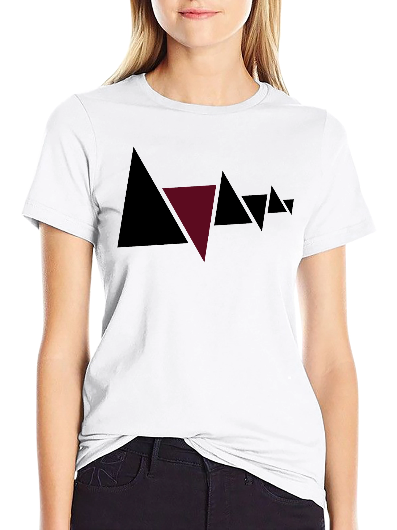 Black Abstract Triangle Graphic Tee - Modern Style view 9