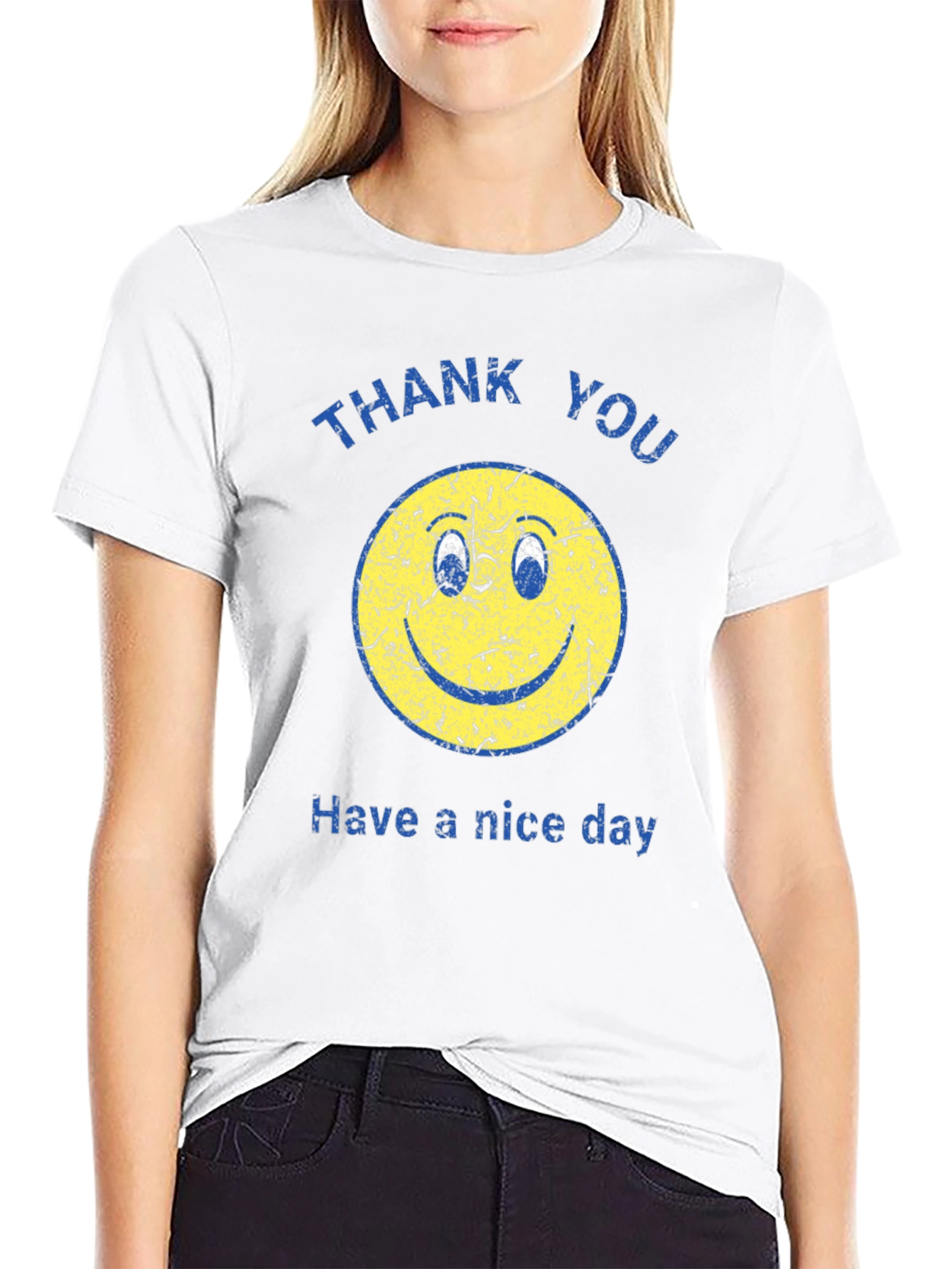 Black Retro Smiley Face T-Shirt - "Have a nice day" view 9