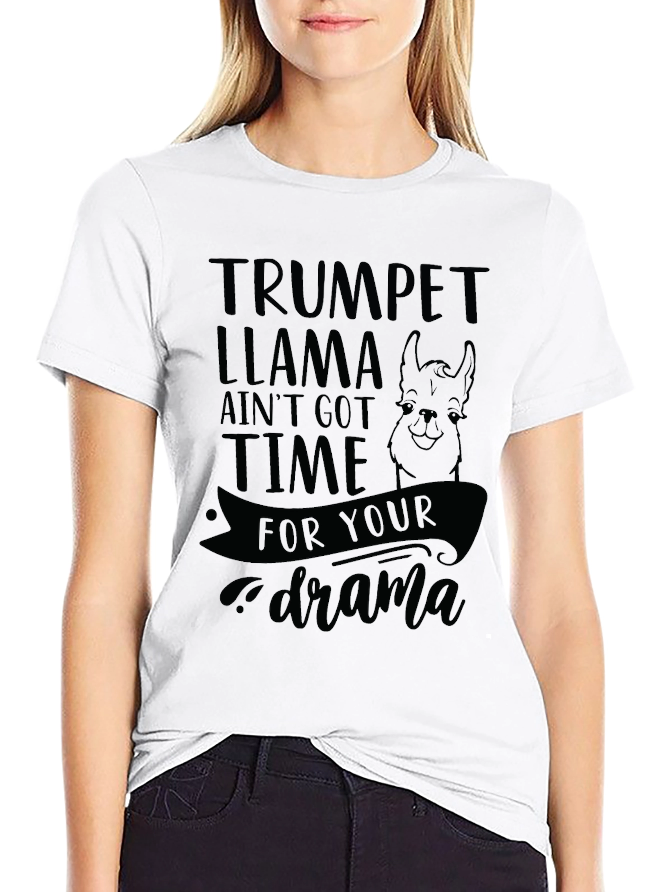 Black Trumpet Llama Graphic Tee - Ain't Got Time For Your Drama view 9