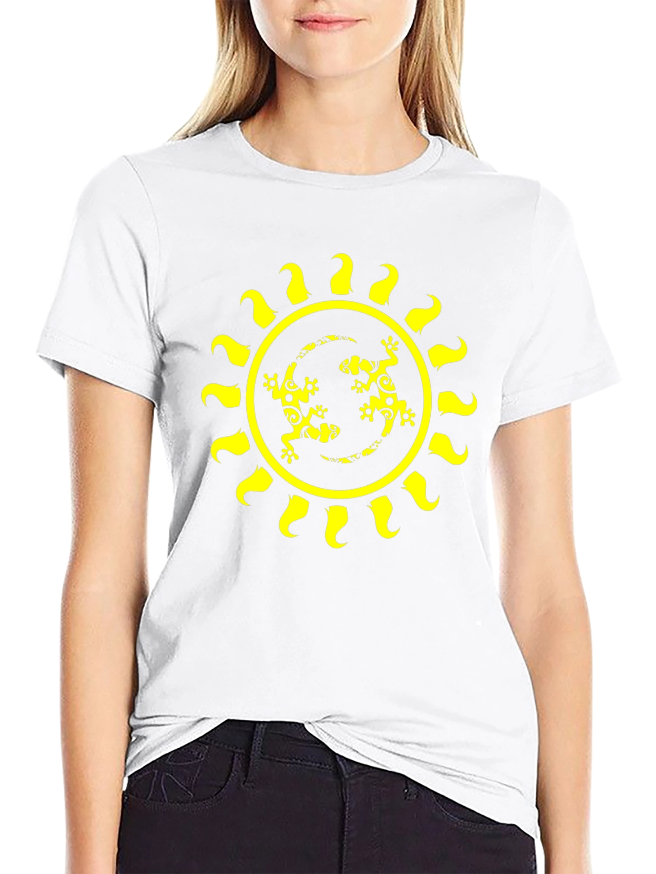 Black Lizard Sun Graphic Tee - Black Cotton T-Shirt view 9