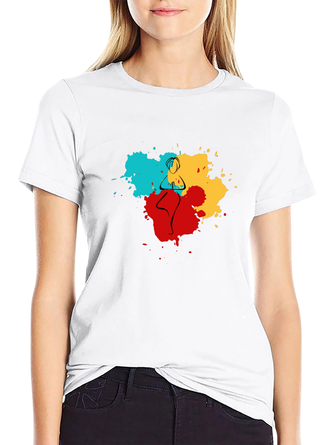 Black Yoga Pose Art T-Shirt view 9