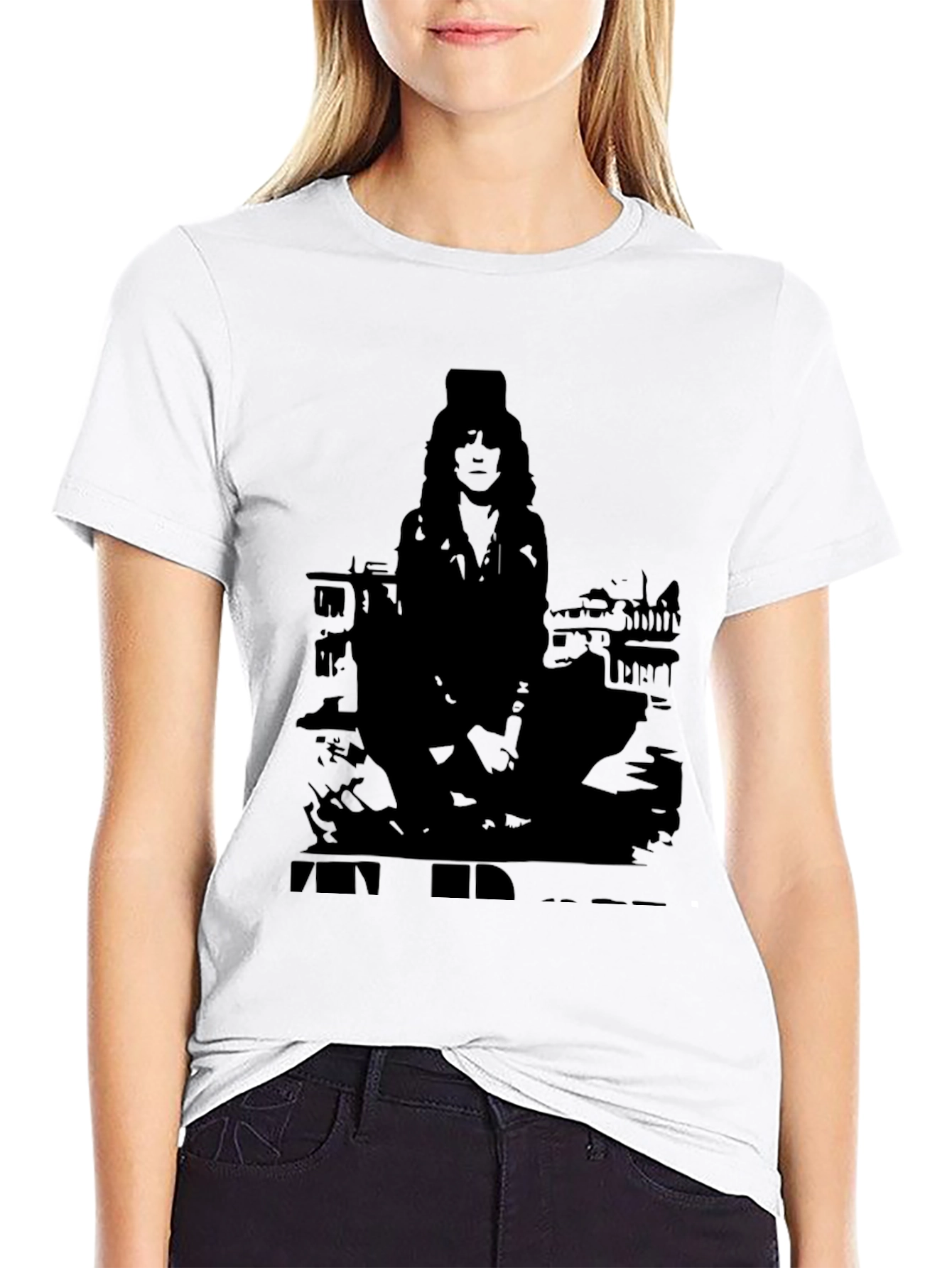 Black Black Graphic Tee - Patti Smith Silhouette Design view 9