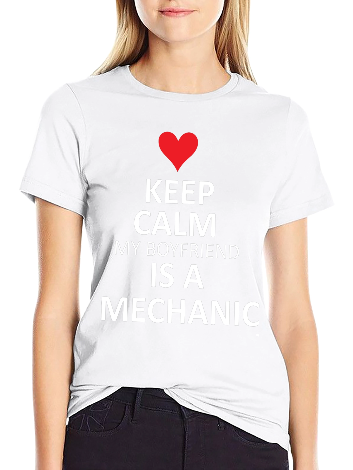 Black Keep Calm Boyfriend Mechanic Tee - Black view 9