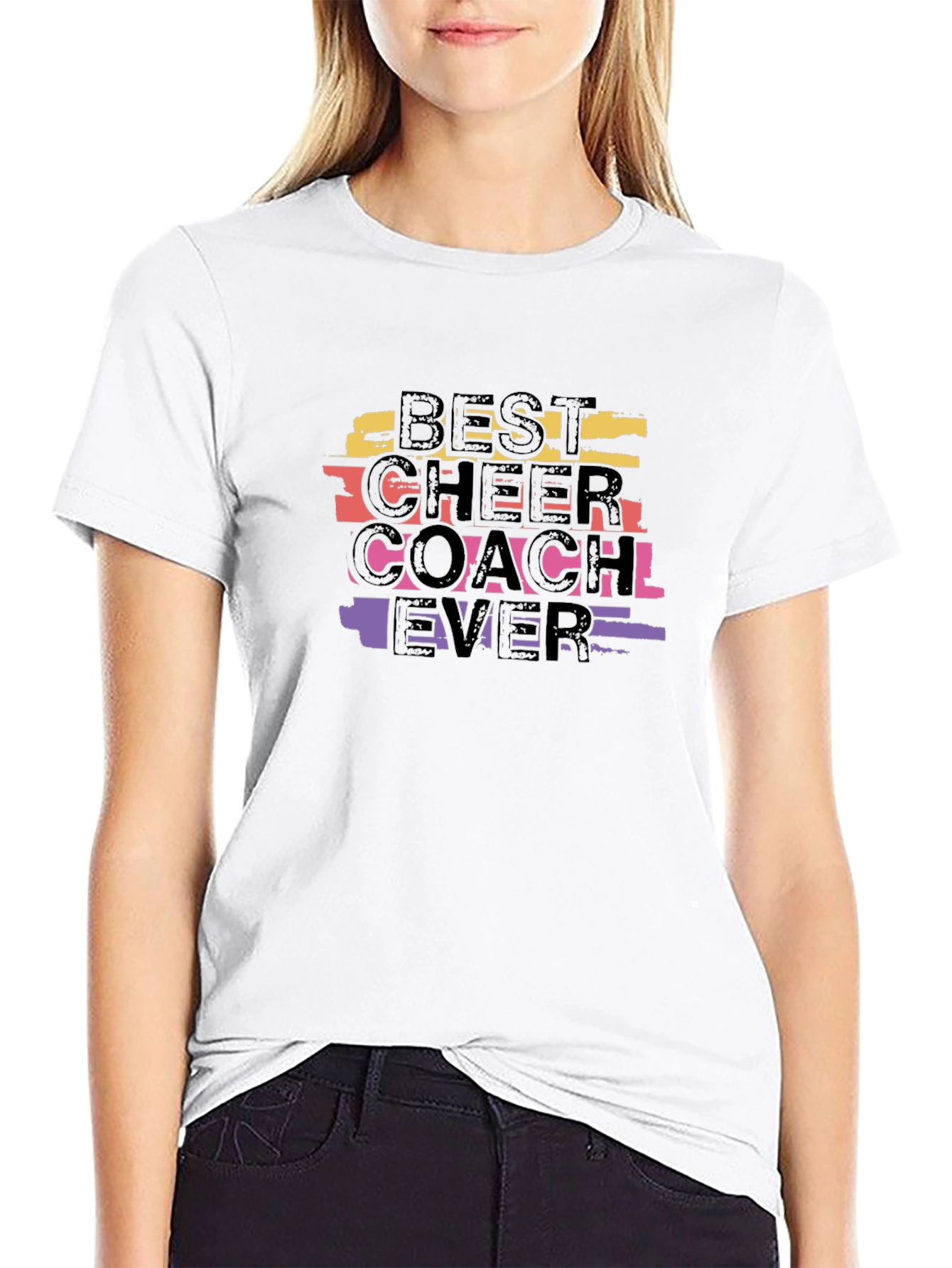 Black Best Cheer Coach Ever Graphic Tee view 9