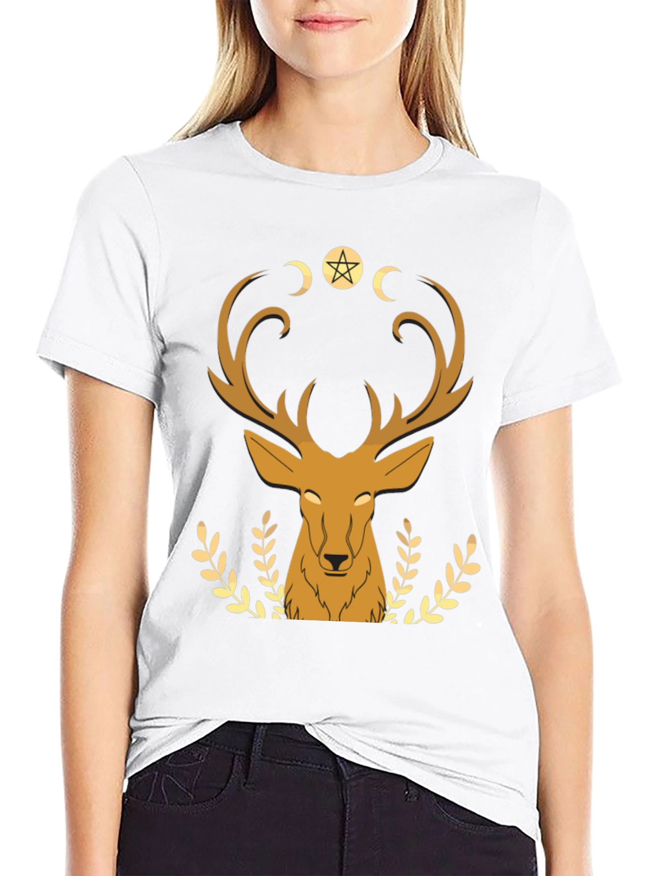 Mystical Deer Graphic Tee - Black T-Shirt - 9