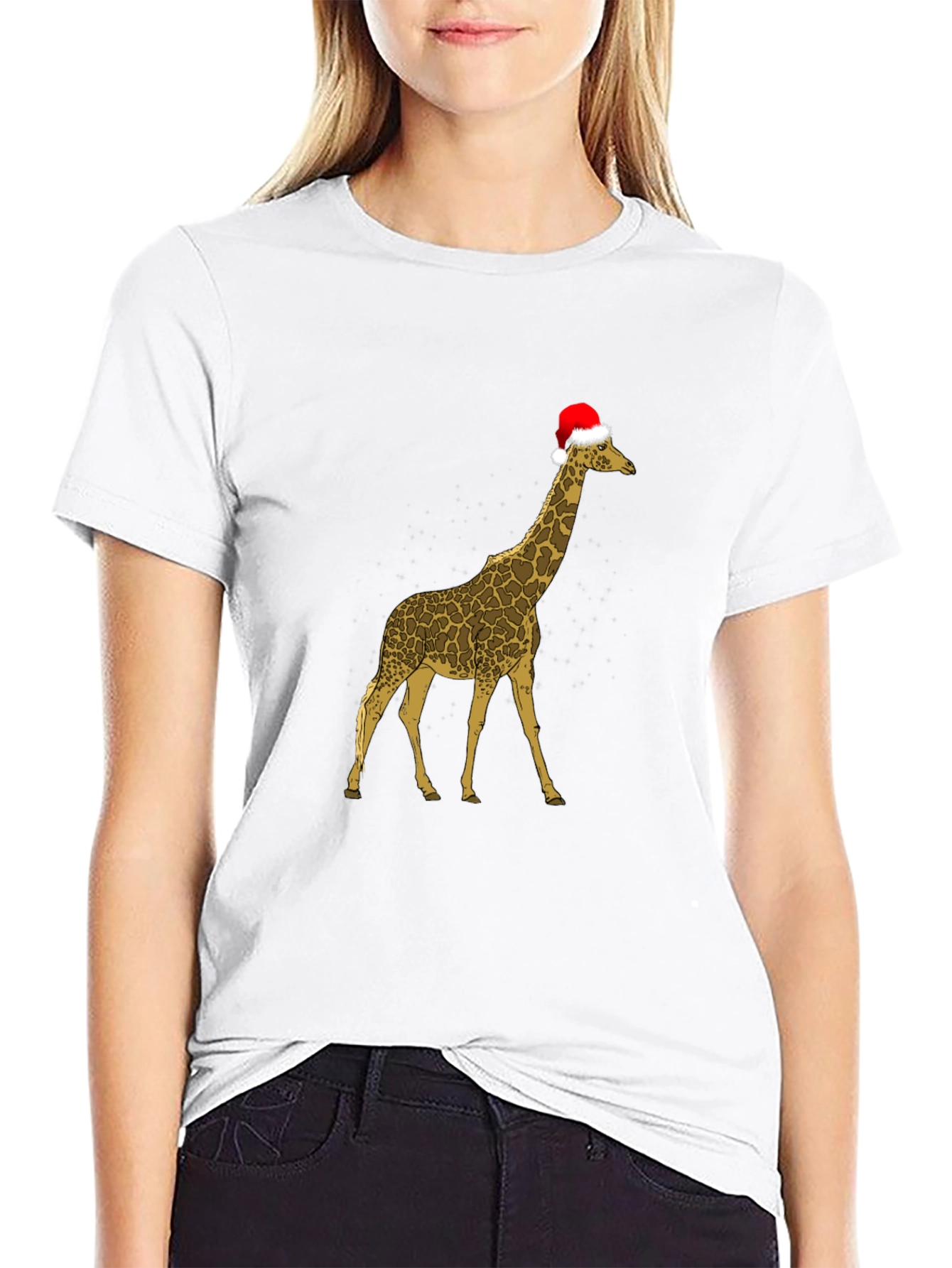 Black Festive Giraffe Tee - Christmas Holiday Apparel view 9