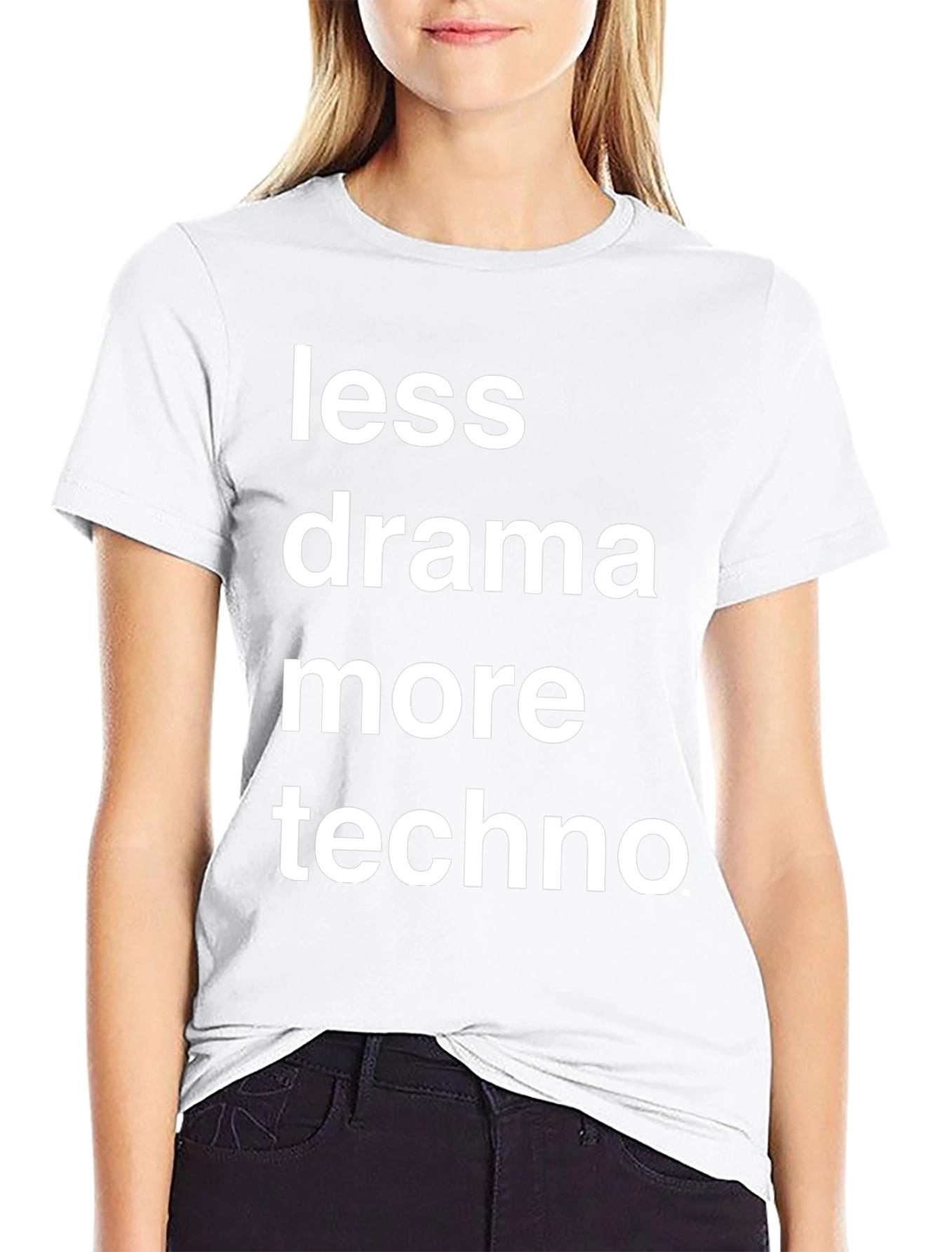 Black Less Drama More Techno Graphic T-Shirt view 9