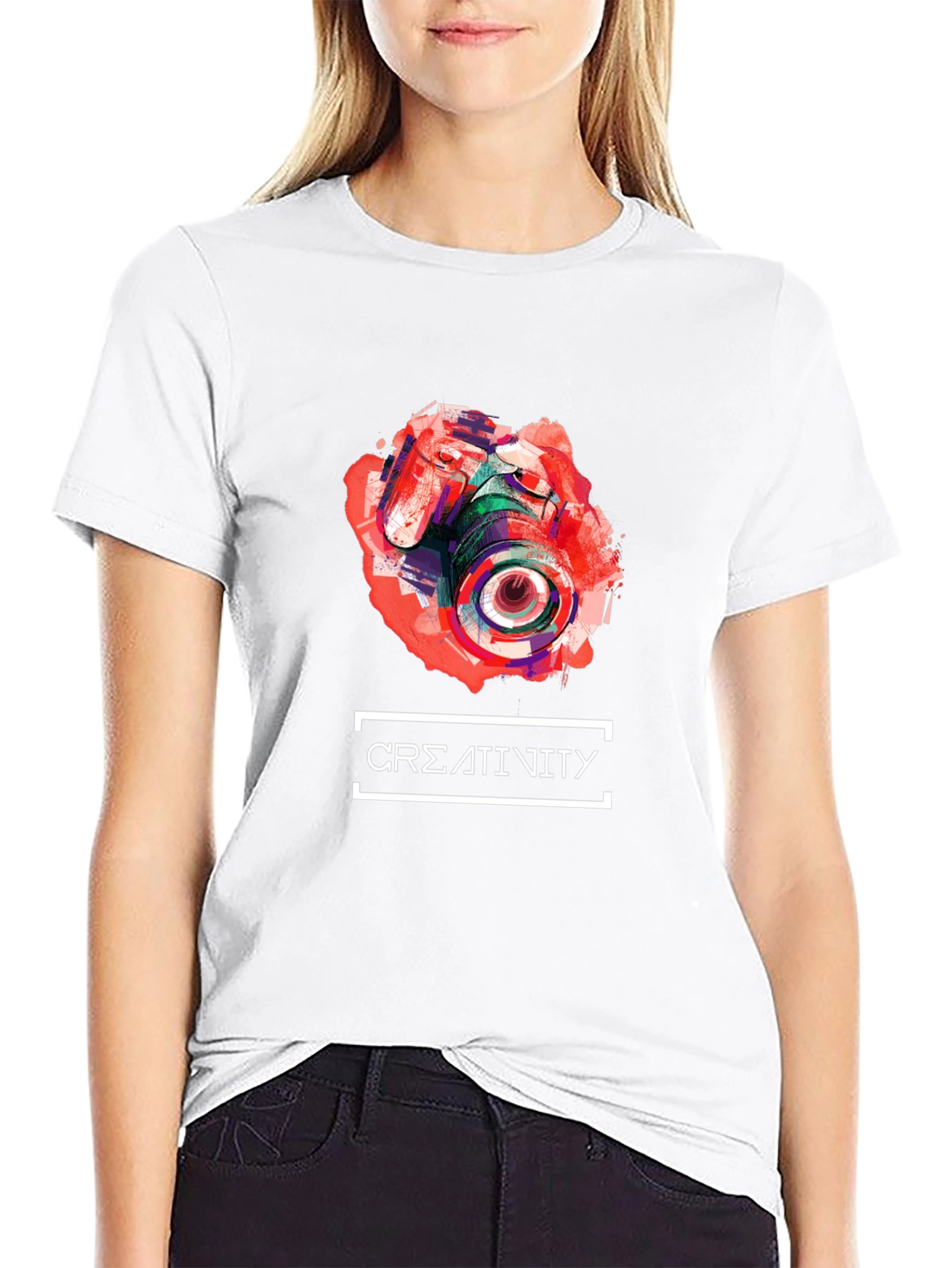 Black Abstract Camera Creativity T-Shirt - Unique Design view 9