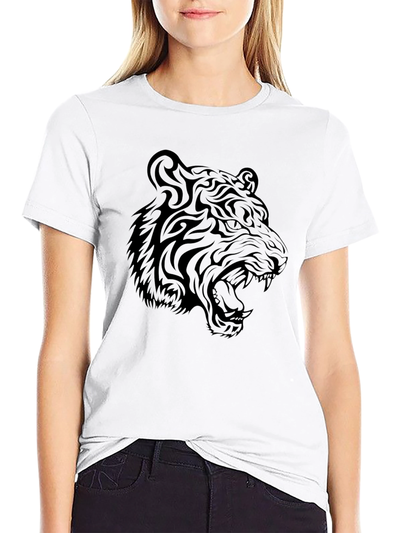Black Tiger Graphic Black T-Shirt view 9