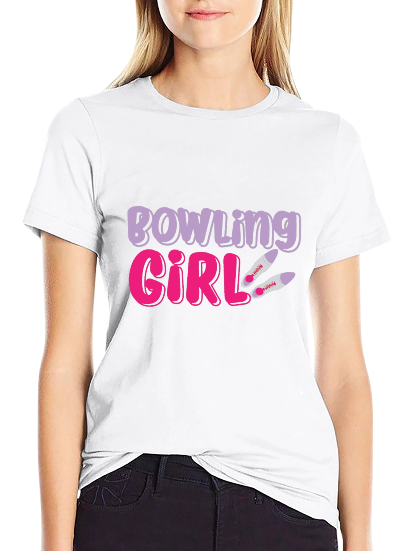 Black Bowling Girl Graphic Tee - Novelty T-Shirt view 9