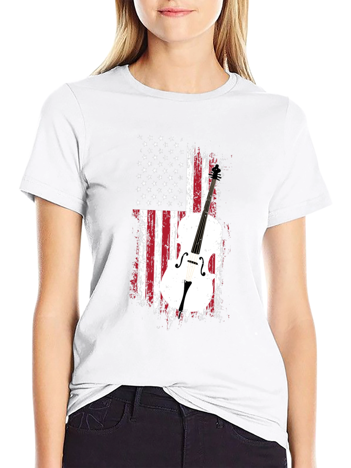 Black American Flag Cello T-Shirt view 9