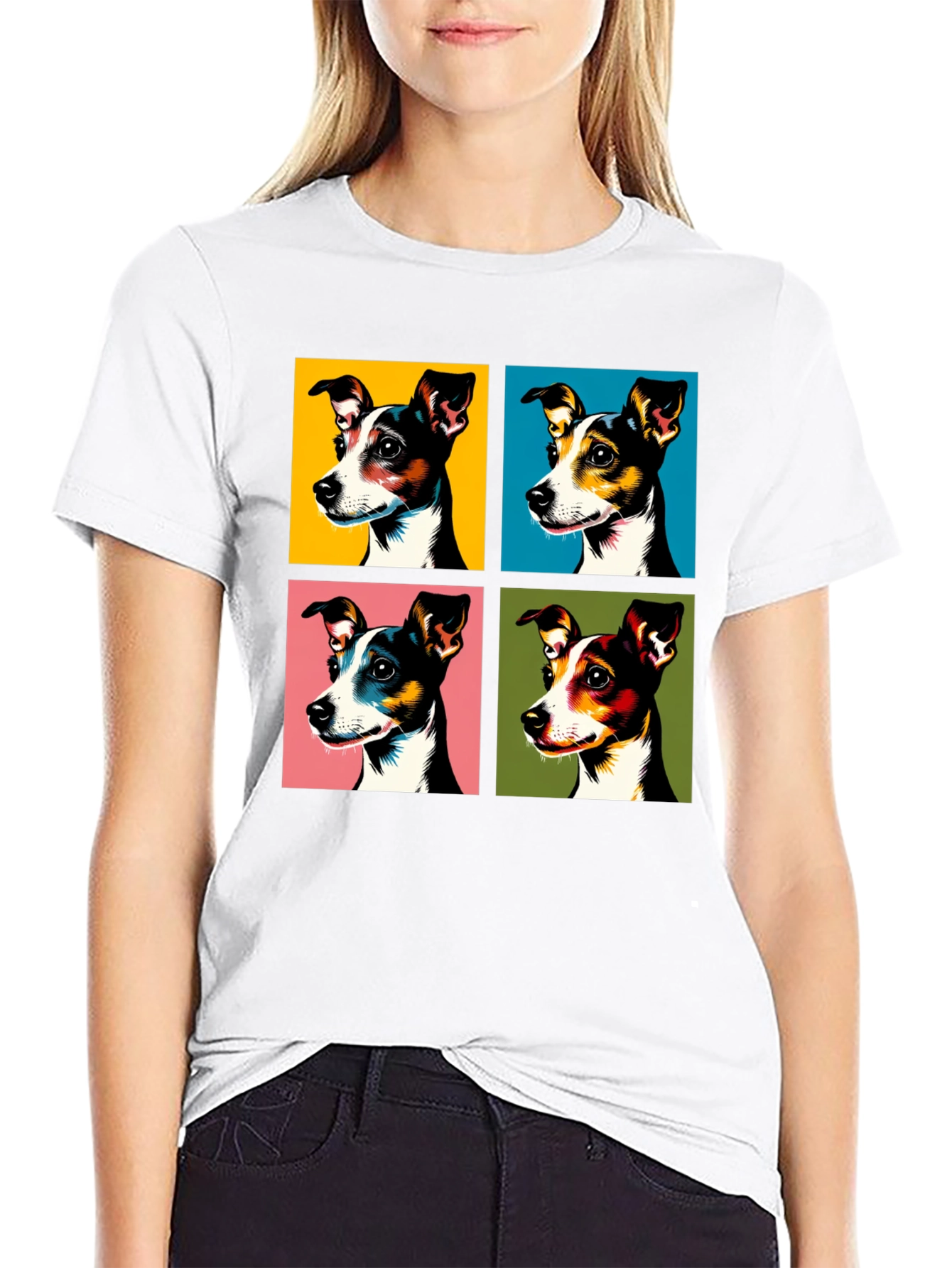 Black Pop Art Dog Graphic Tee - Stylish & Unique view 9