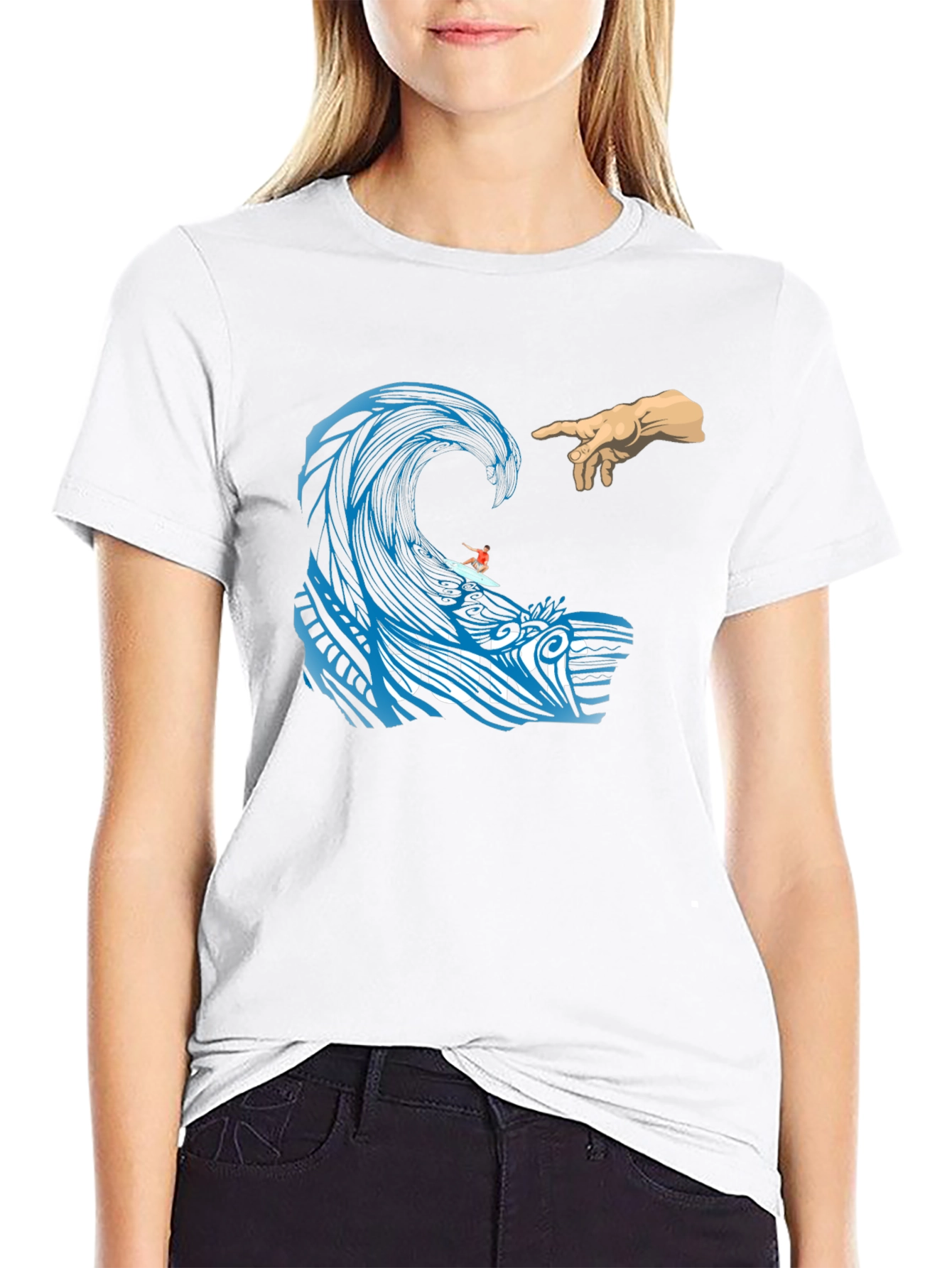 Black Surf Wave Creation T-Shirt - Unique Graphic Tee view 9